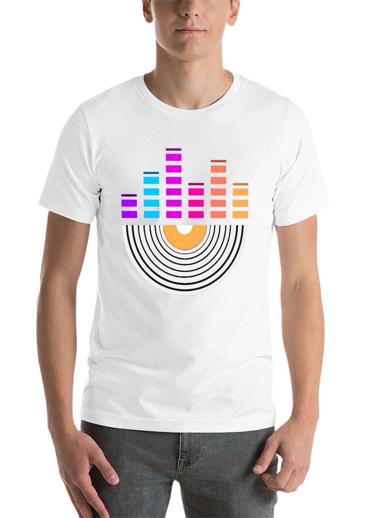 Vinyl Record Equalizer Graphic Tee - Retro Music Shirt - 14