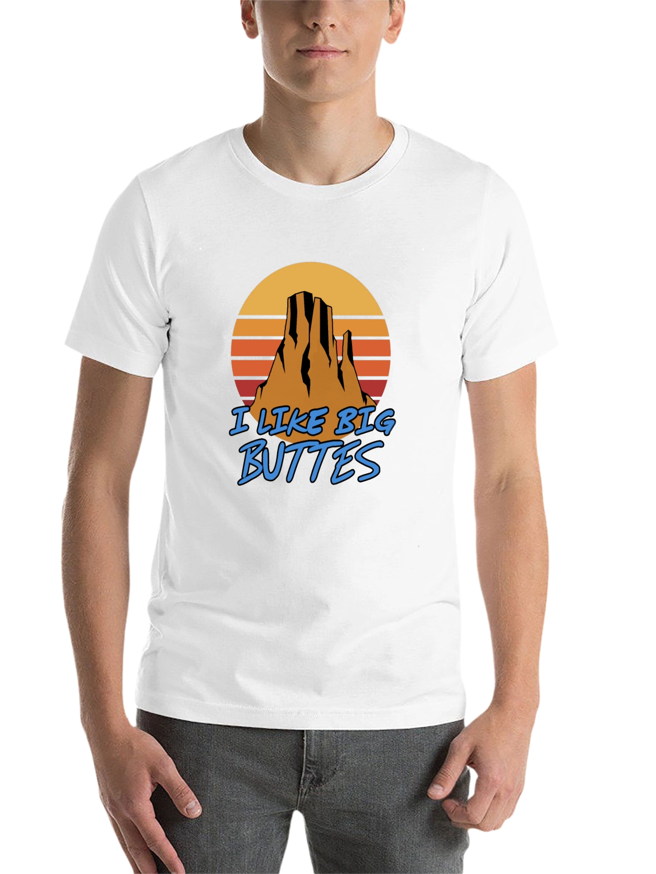 Black I Like Big Buttes Men's Graphic Tee - Desert Mountain Sunset T-Shirt view 14