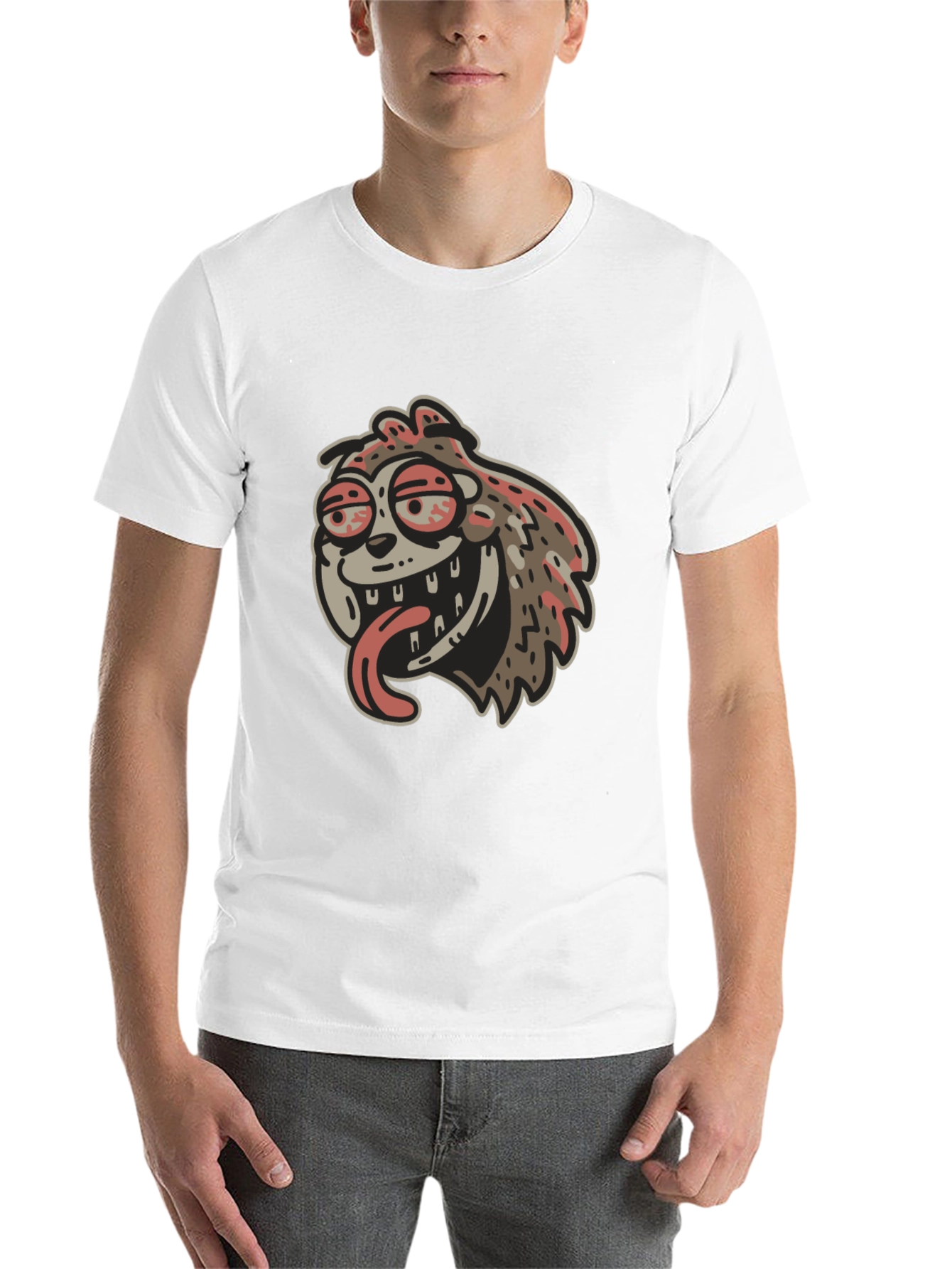 Black Cartoon Sloth Graphic Black T-Shirt view 14