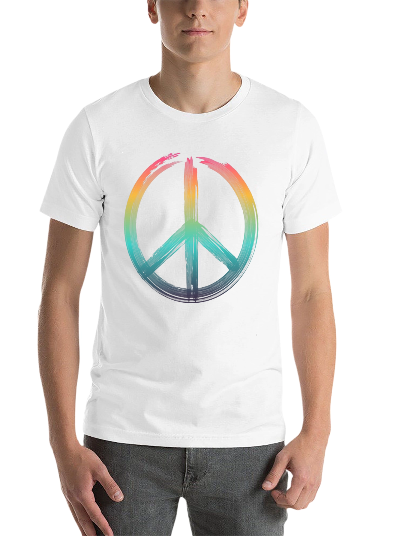 Black Peace Sign Rainbow T-Shirt - Soft Cotton Blend view 14