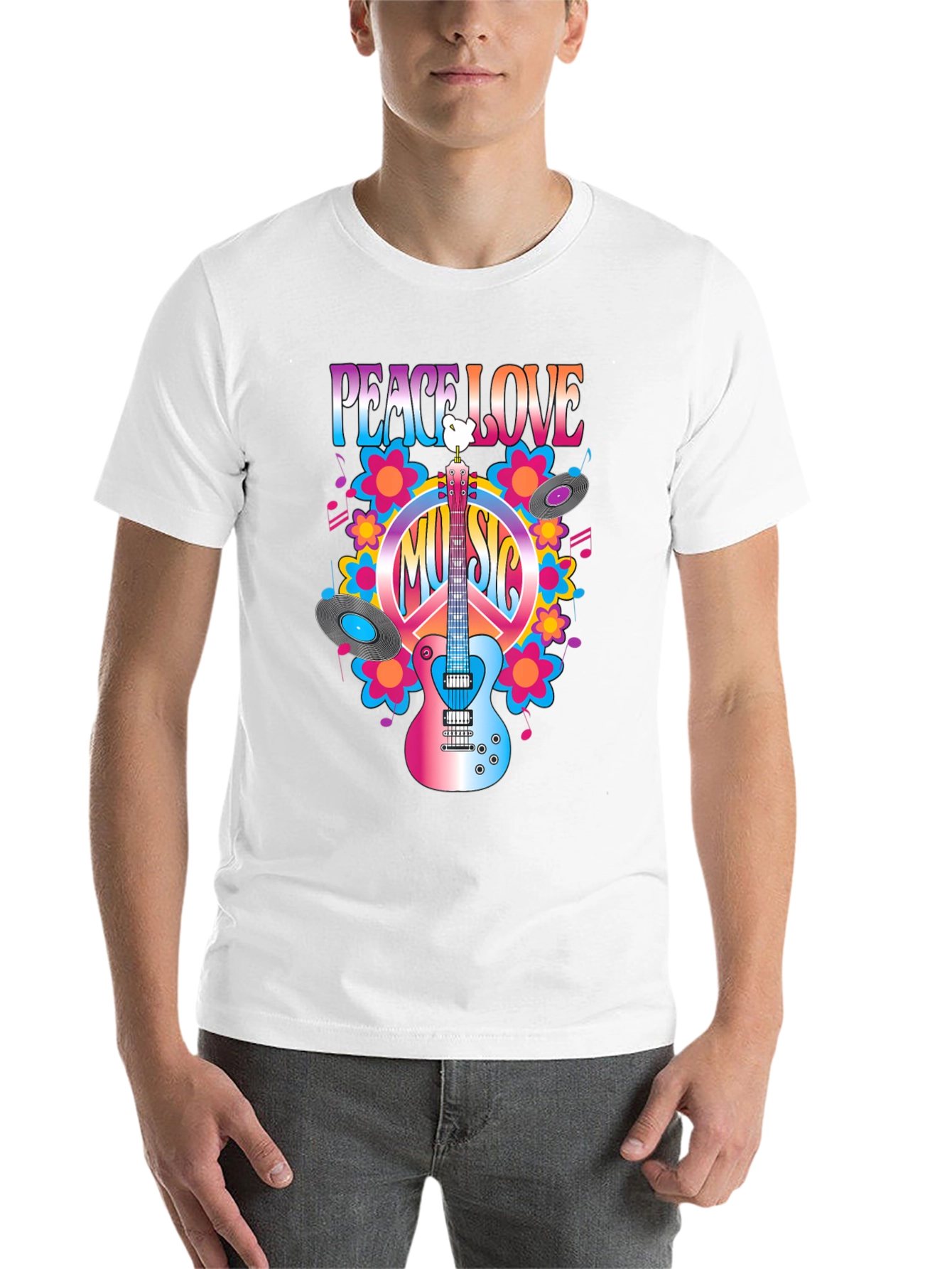 Black Peace Love Music T-Shirt view 14