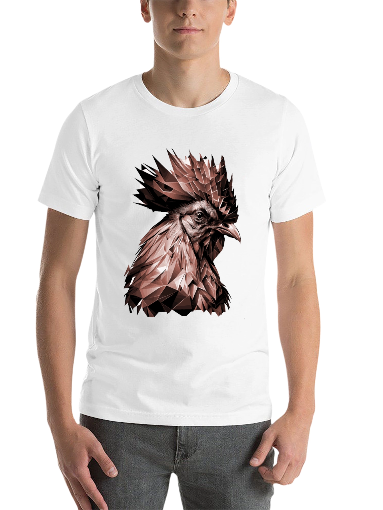 Black Geometric Rooster Graphic Tee - Bold & Stylish view 14