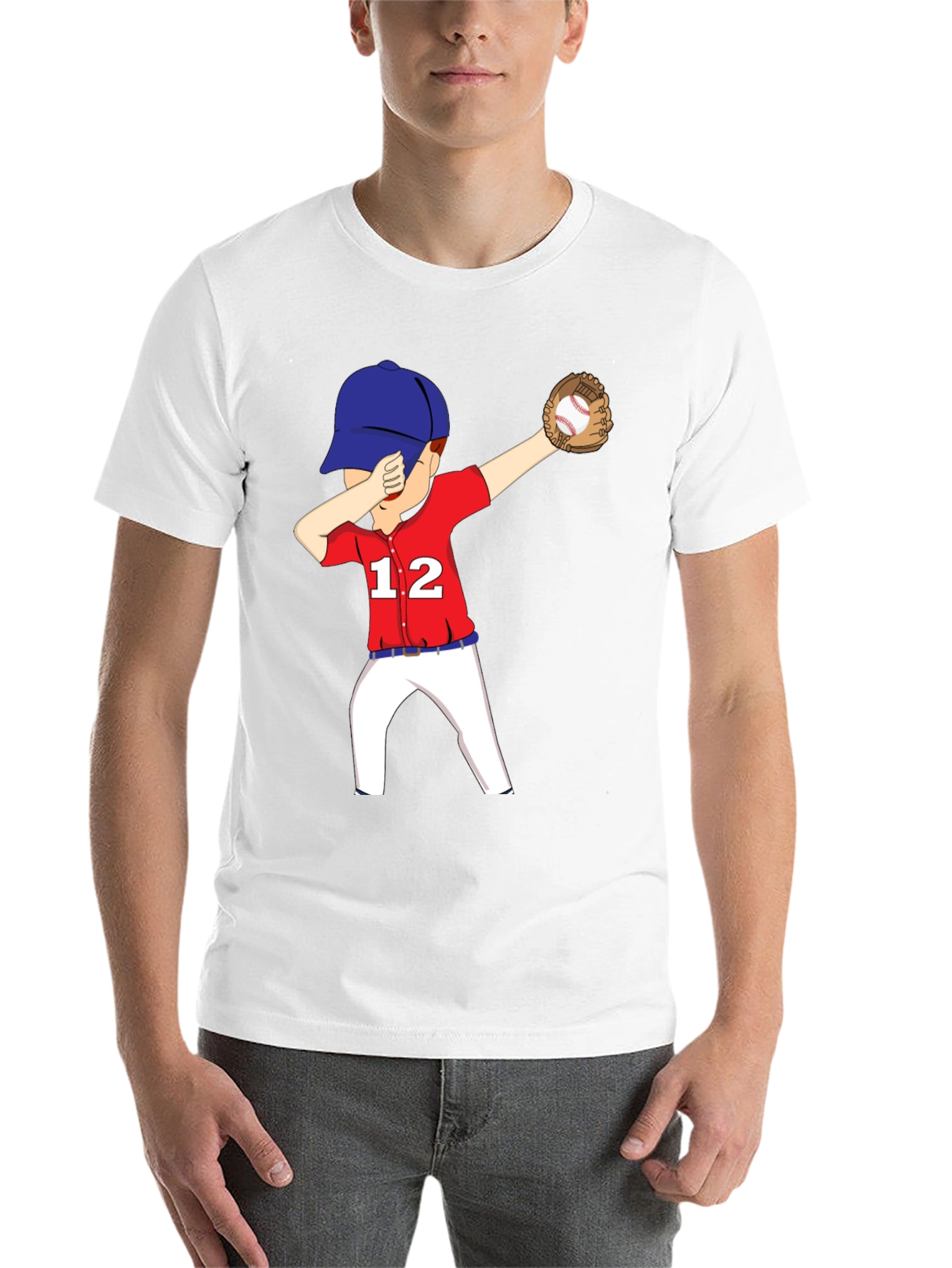 Black Dabbing Baseball Player Graphic T-Shirt view 14