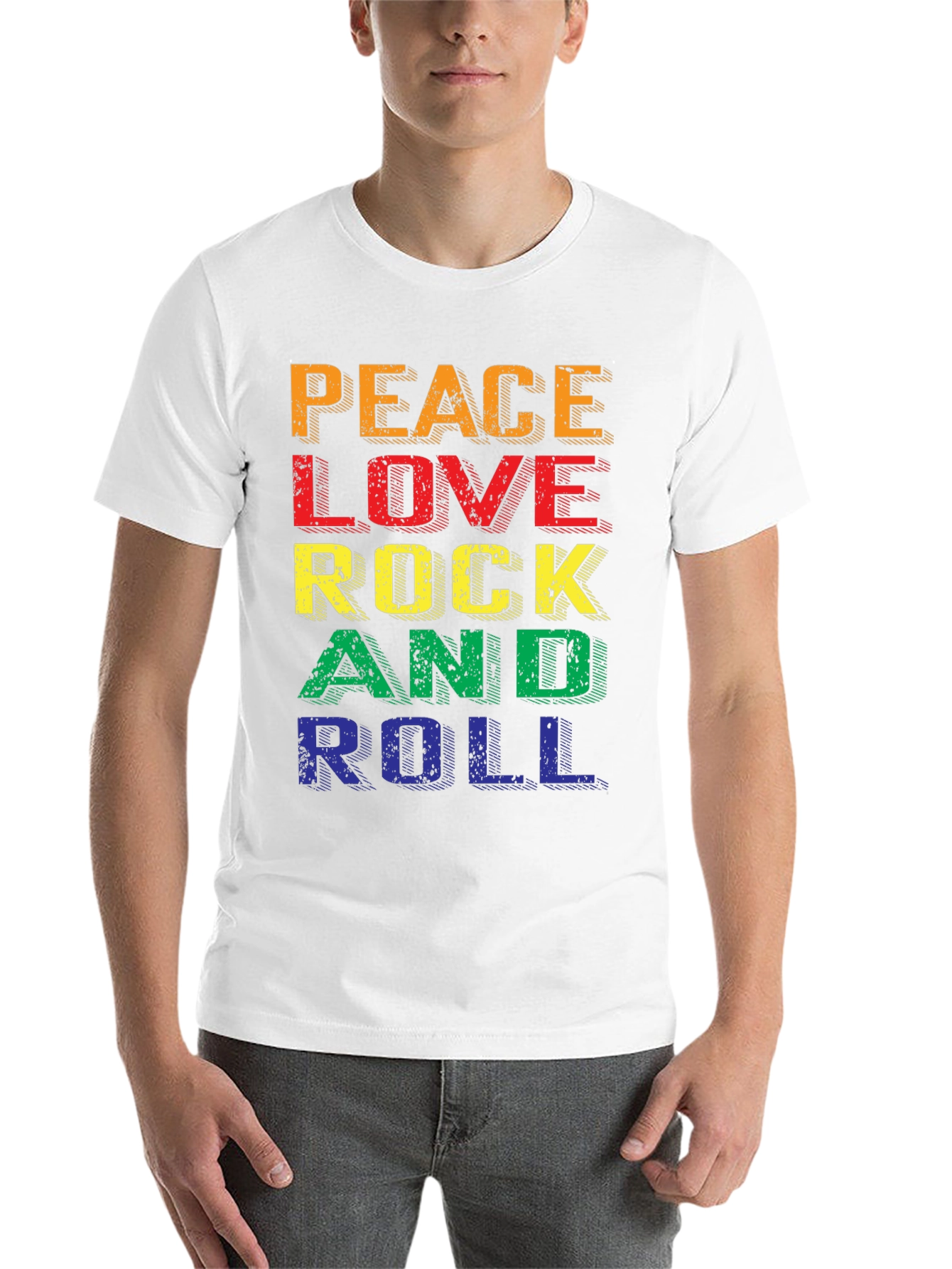 Black Peace Love Rock & Roll Graphic Tee view 14