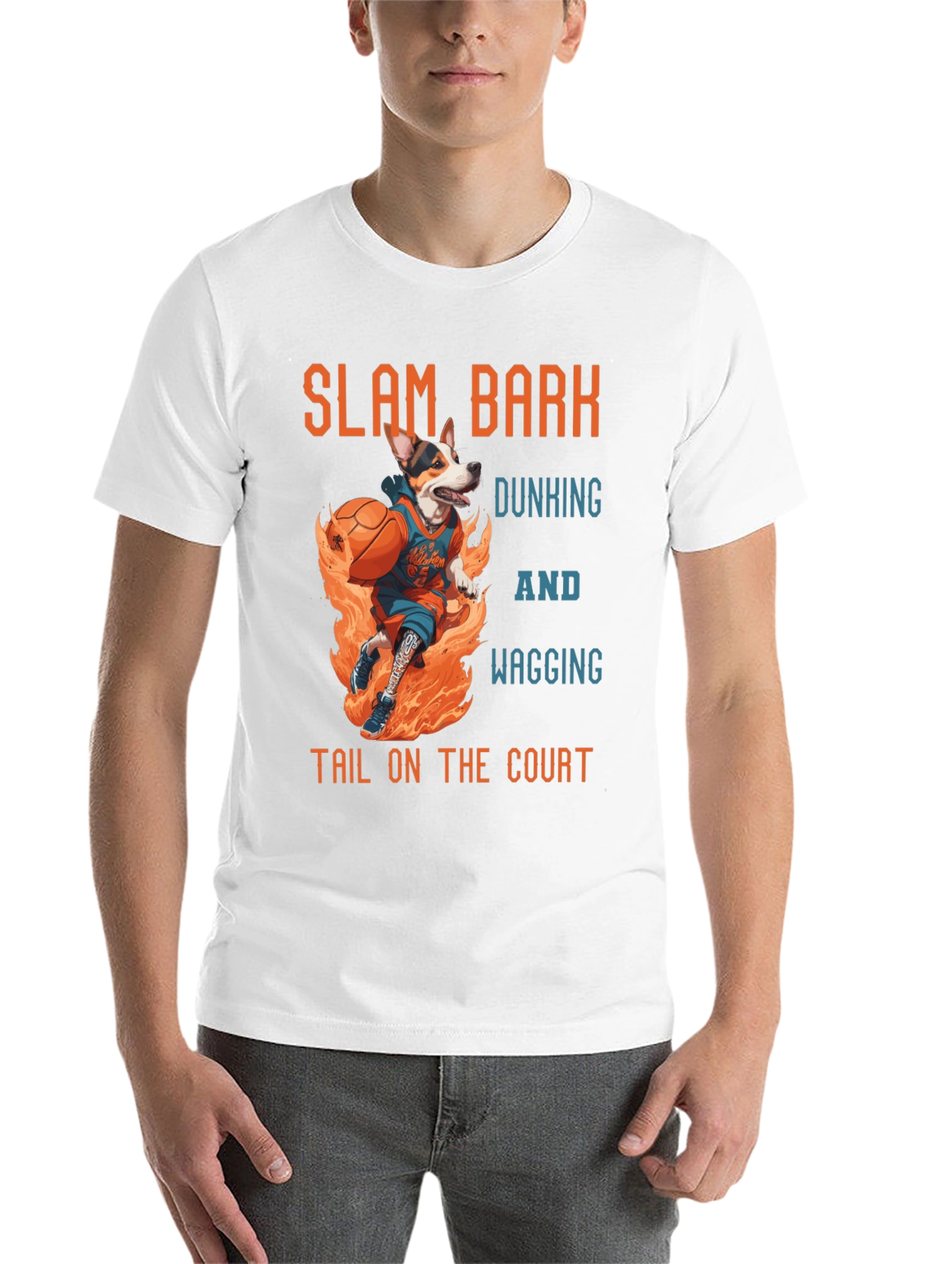 Black Slam Bark Dunking Dog Graphic T-Shirt view 14