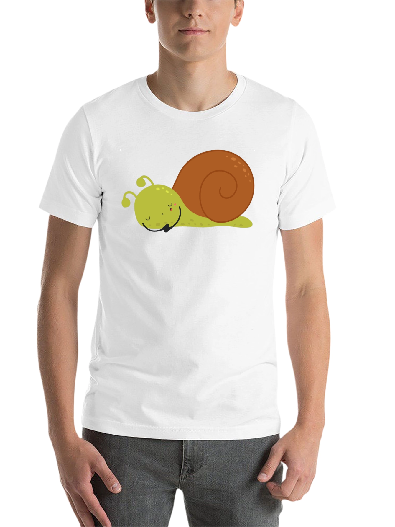 Black Cute Cartoon Snail Graphic Tee - Unisex Black T-Shirt view 14