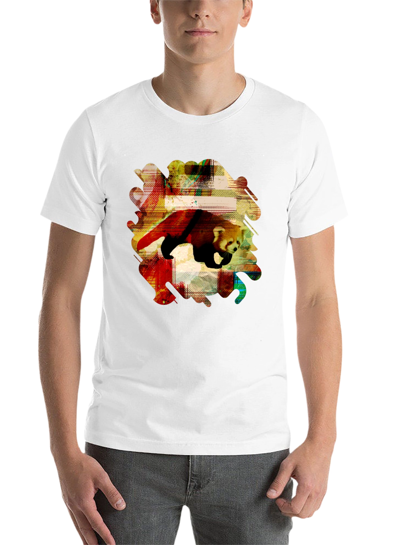 Black Red Panda Graphic Tee - Unique Abstract Design view 14