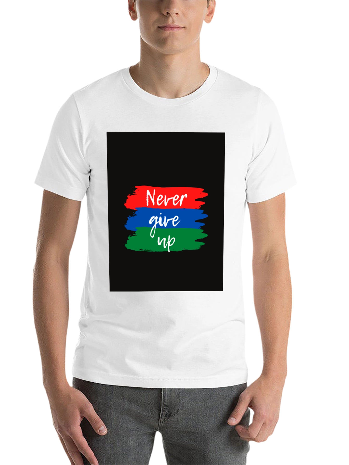 Black Never Give Up Graphic T-Shirt view 14