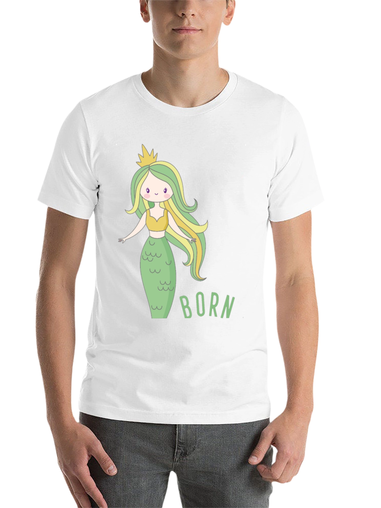Black Mermaid Born T-Shirt - Cute Cartoon Graphic Tee view 14