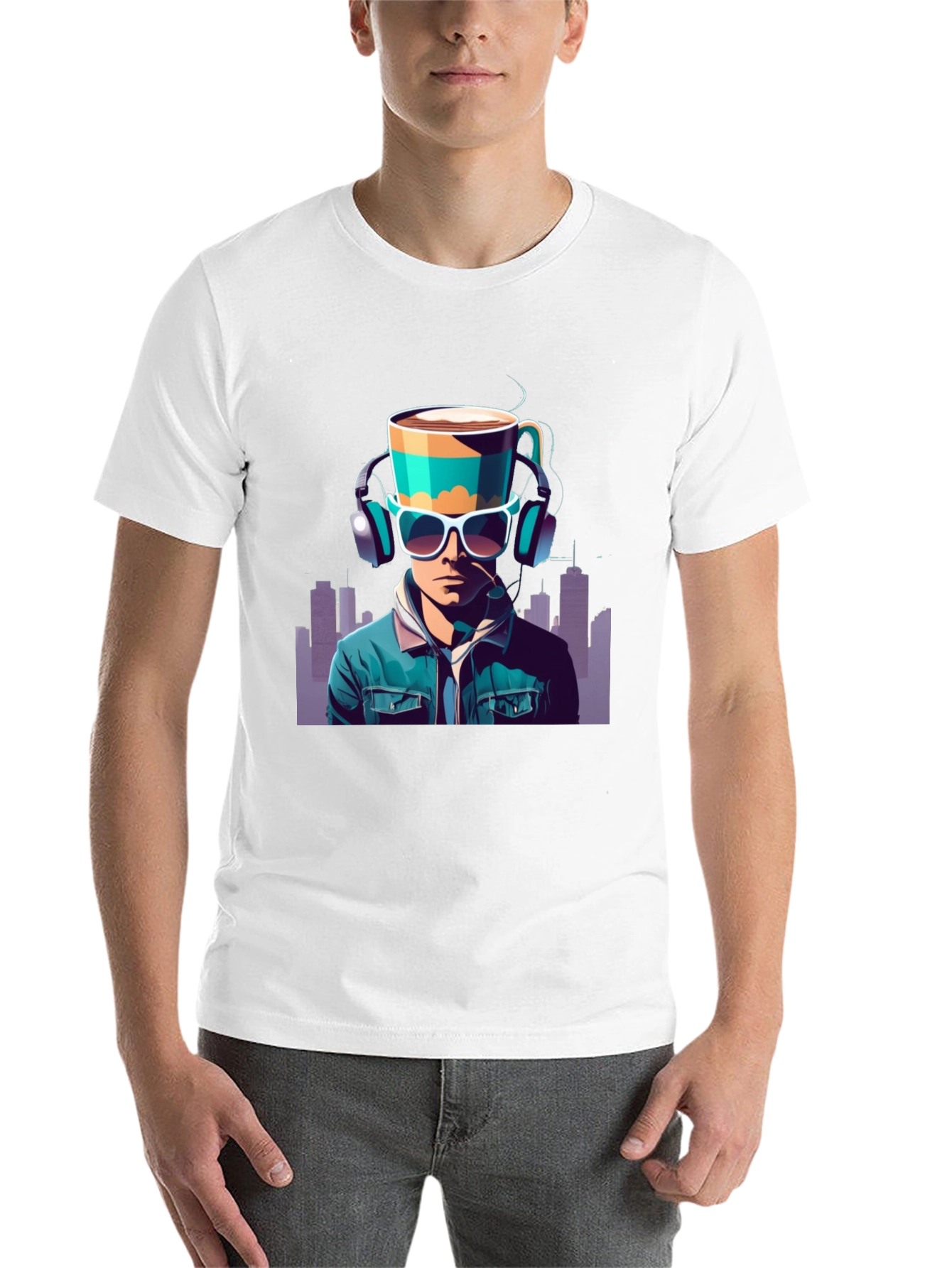 Black Coffee Headphone Man Graphic Tee view 14