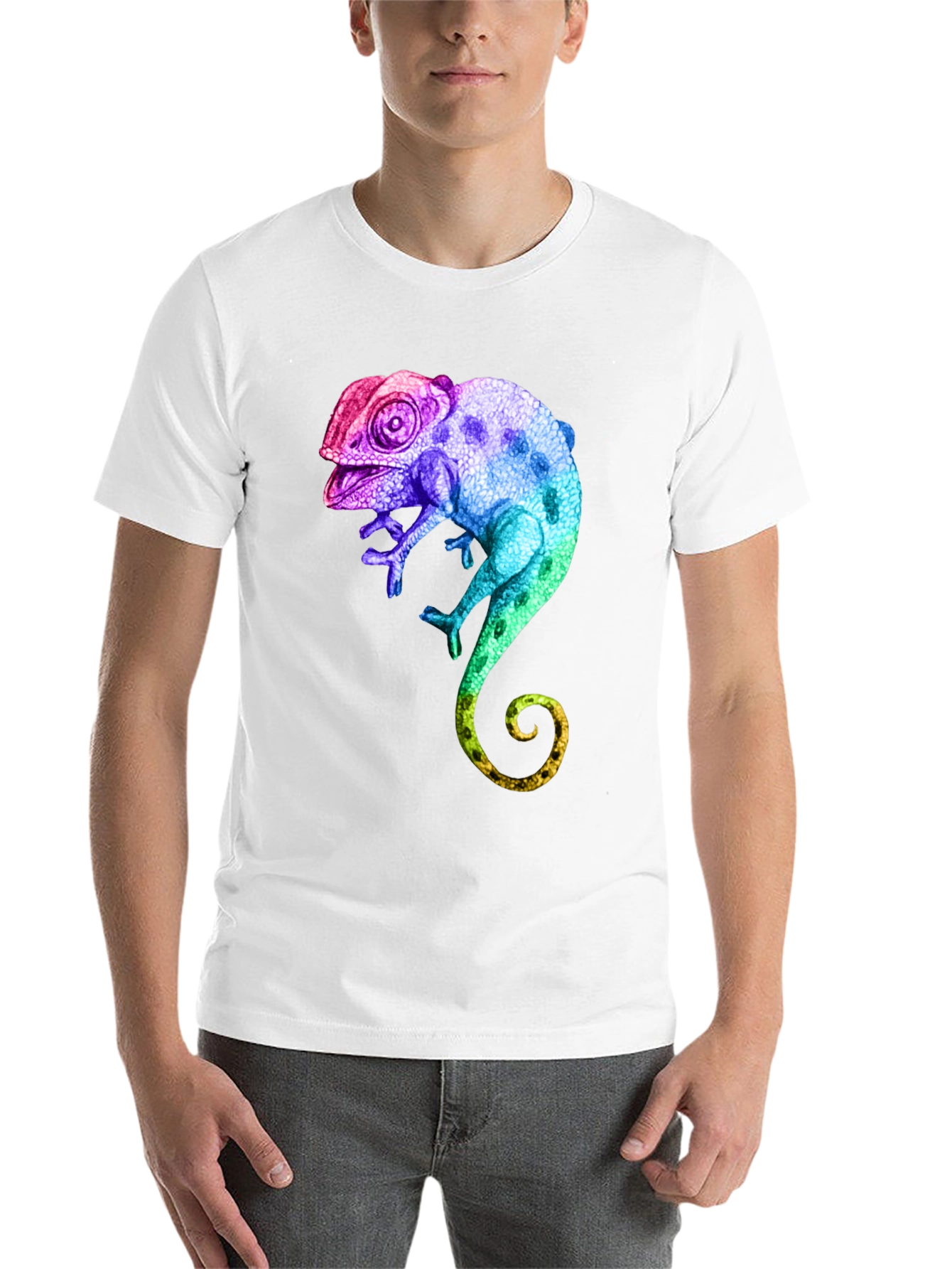 Black Rainbow Chameleon Graphic T-Shirt view 14