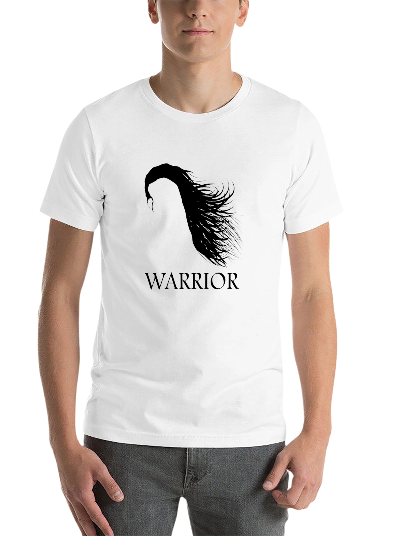 Black Warrior Silhouette Graphic Black T-Shirt view 14