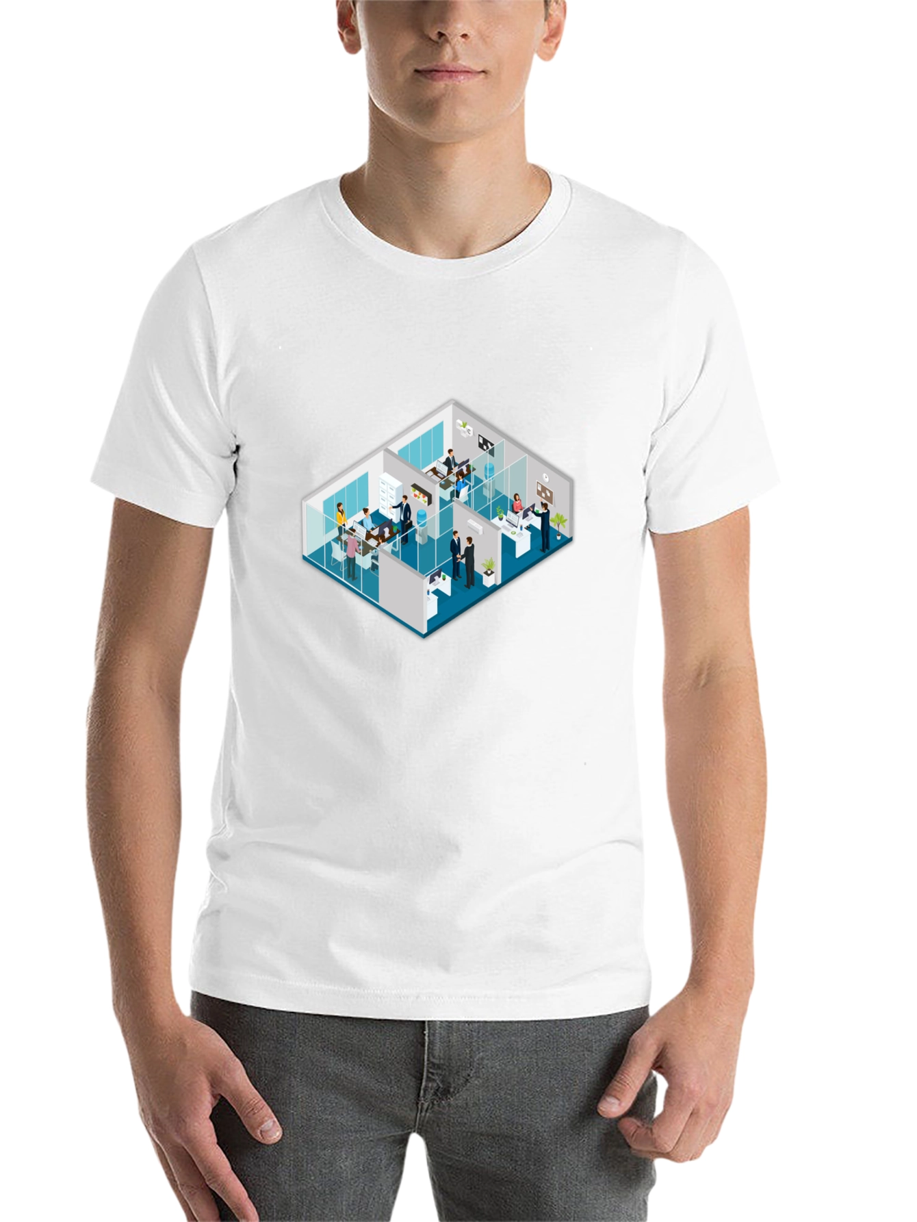 Isometric Office Black T-Shirt - 14