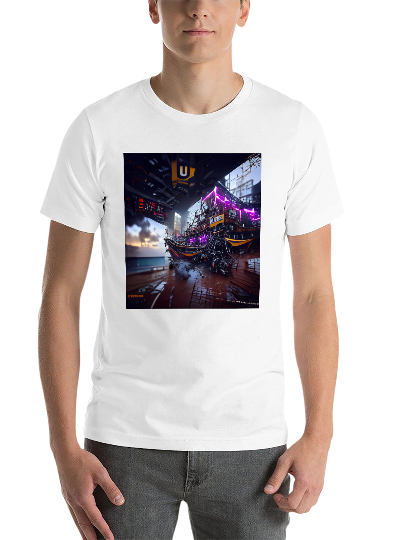 Black Cyberpunk Boat T-Shirt view 14