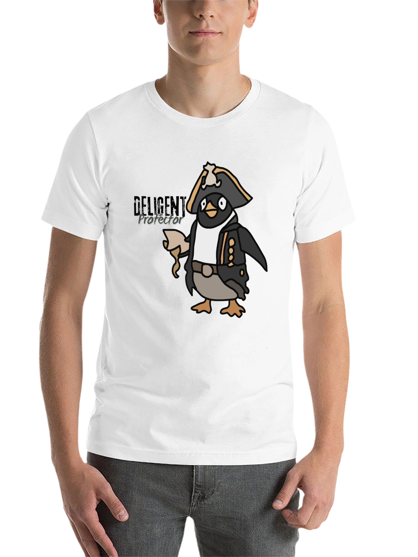Black Pirate Penguin Graphic Tee - Black Cotton T-Shirt view 14