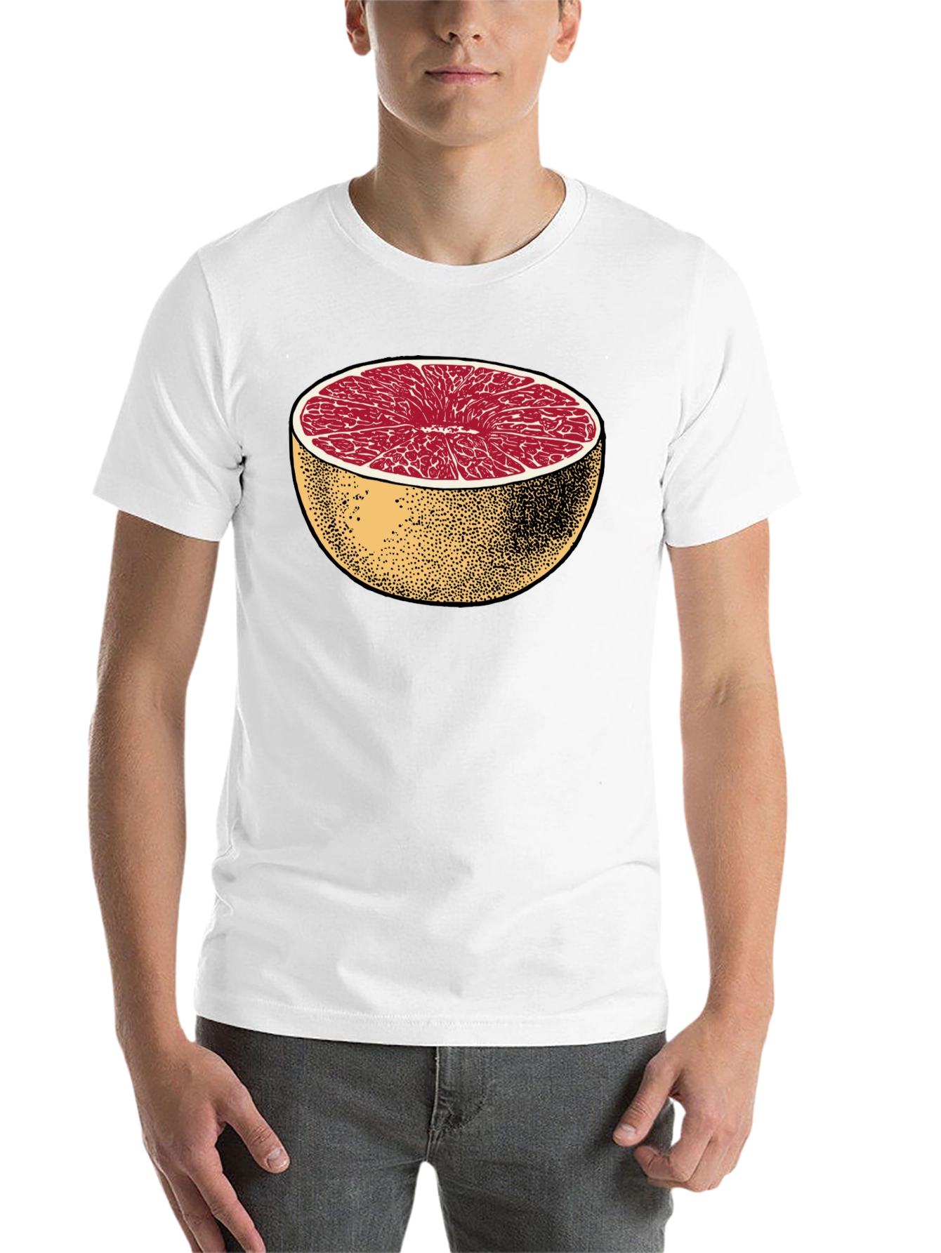 Black Half Grapefruit Graphic Tee - Stylish Fruit Design Shirt view 14