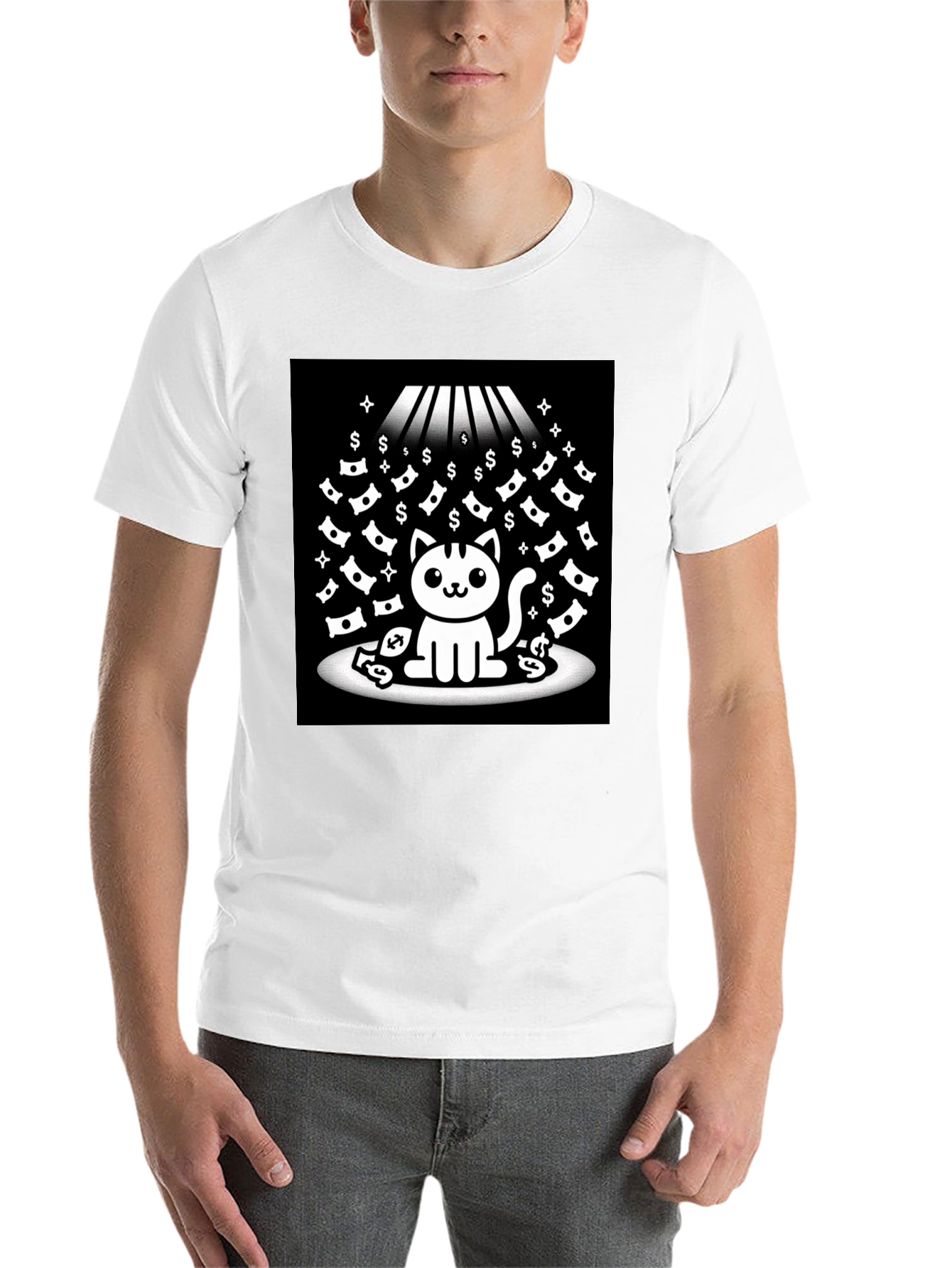 Black Lucky Cat T-Shirt - Money Rain view 14