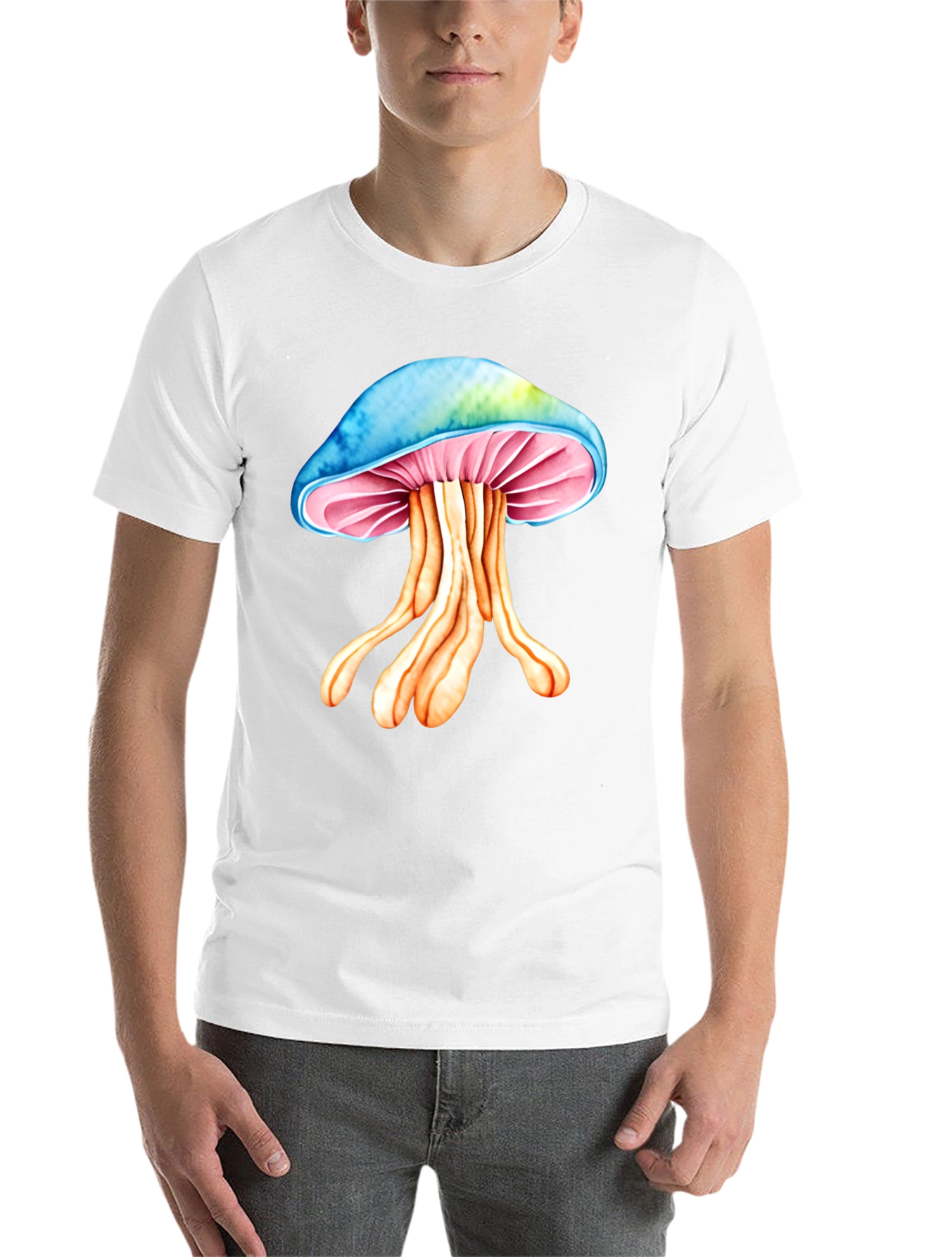 Black Psychedelic Mushroom Graphic Tee - Unique Design! view 14