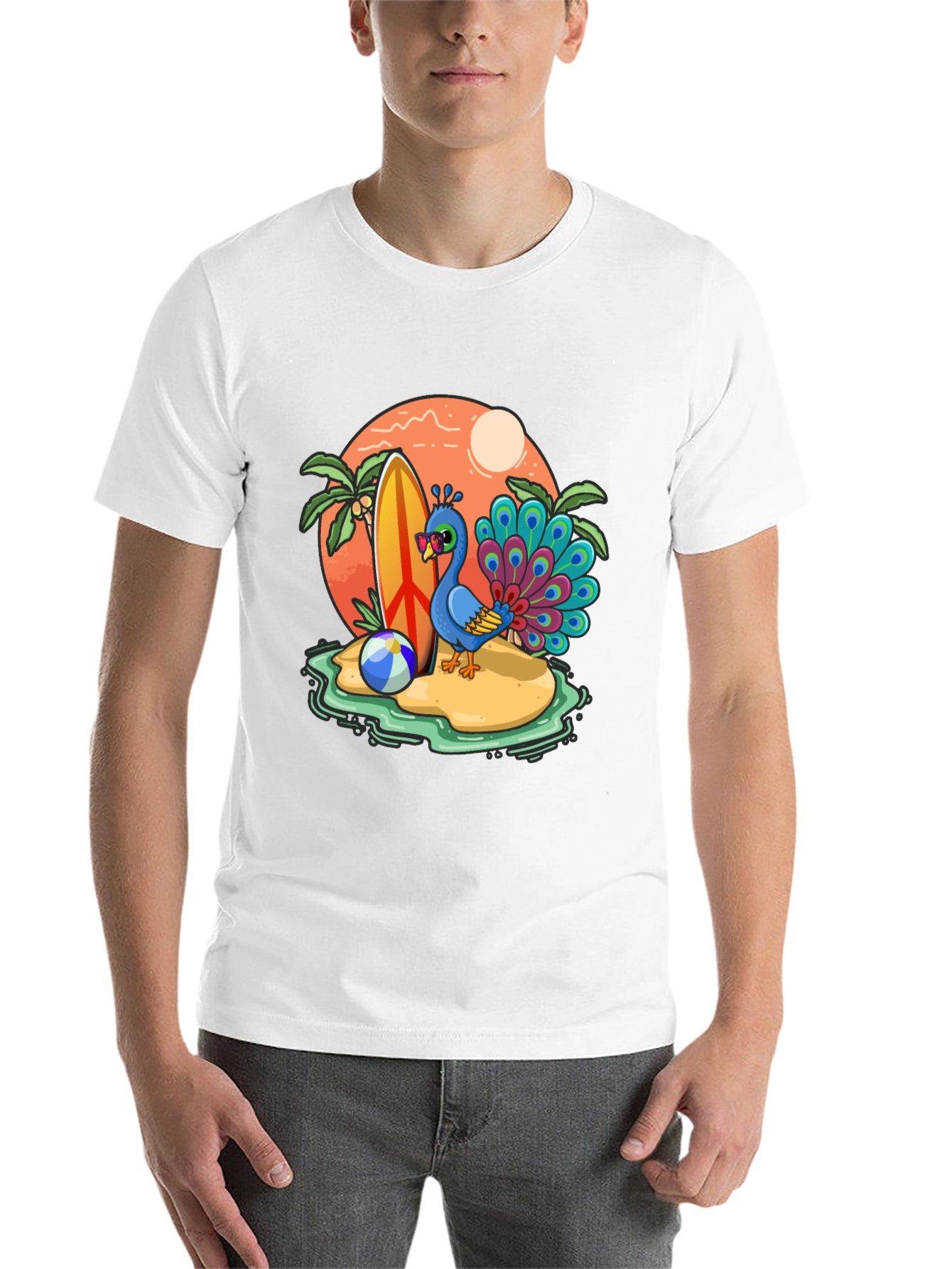 Black Peacock Paradise T-Shirt - Beach Vacation Vibes view 14