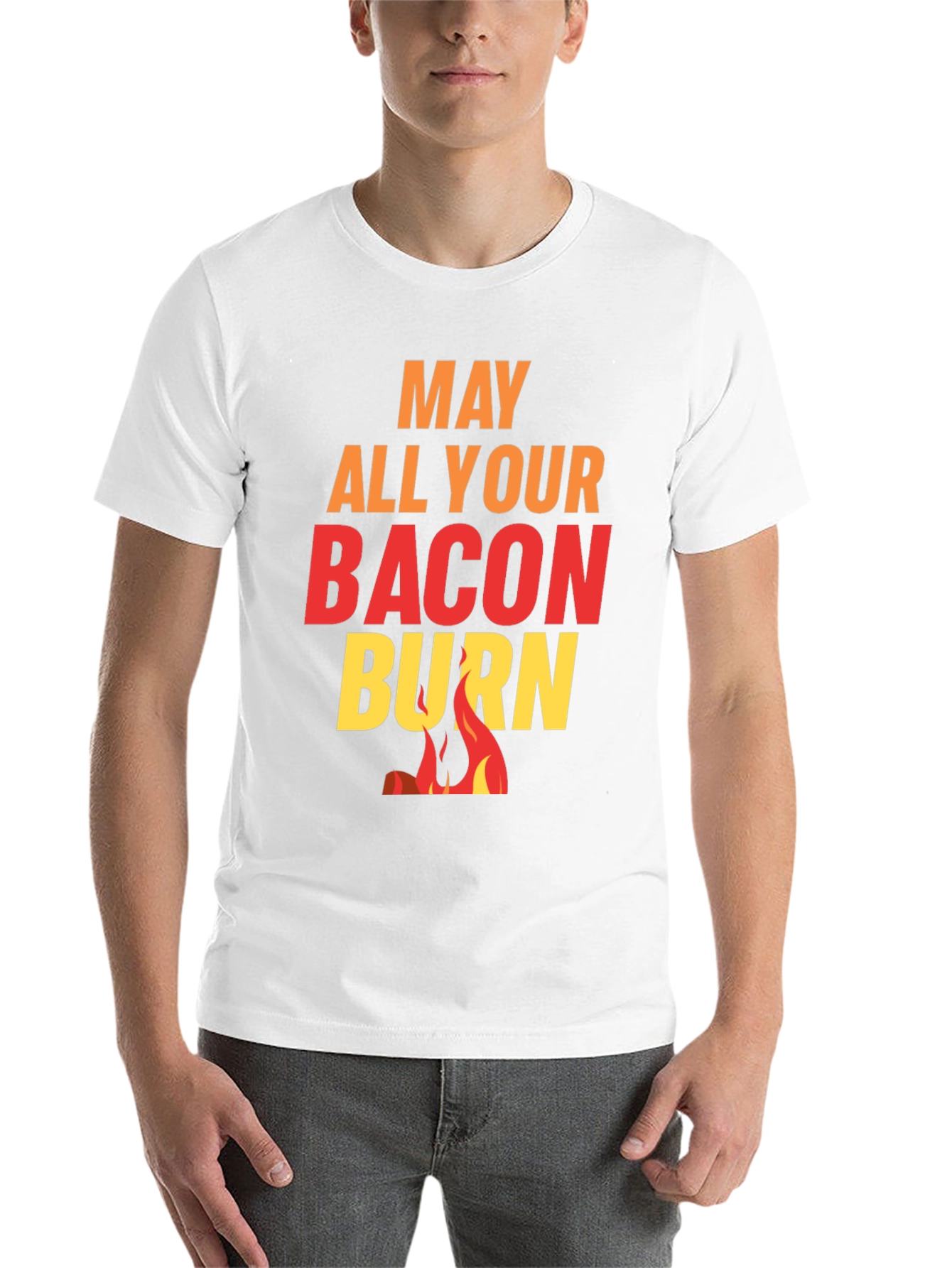 Black May All Your Bacon Burn Novelty Graphic Tee view 14