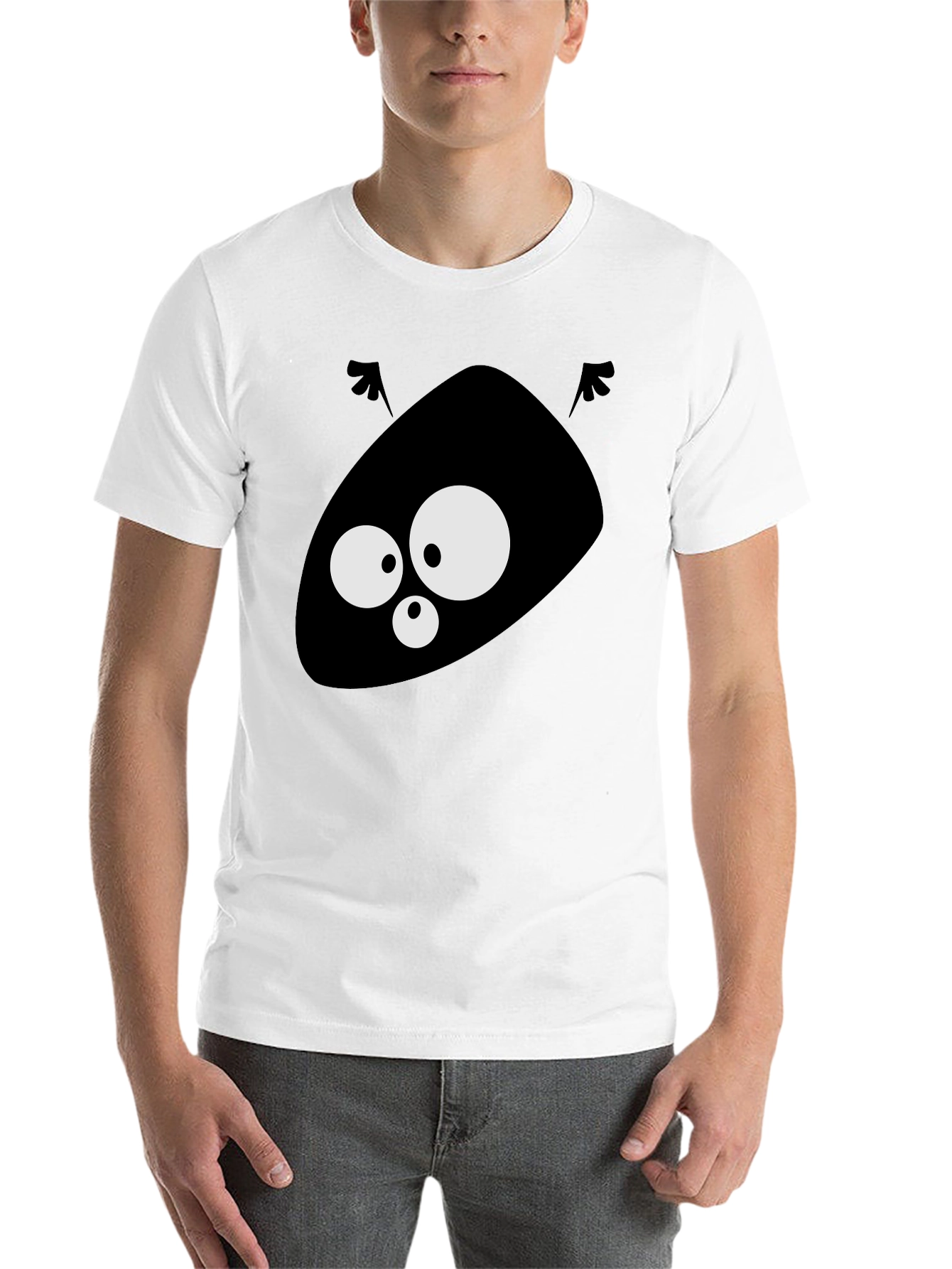 Black Funny Alien Face Graphic Black T-Shirt view 14