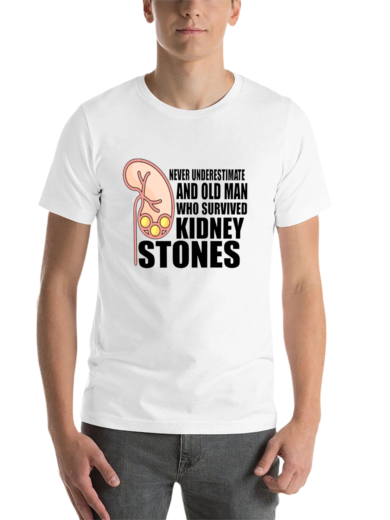Black Kidney Stone Survivor T-Shirt - Funny Graphic Tee view 14