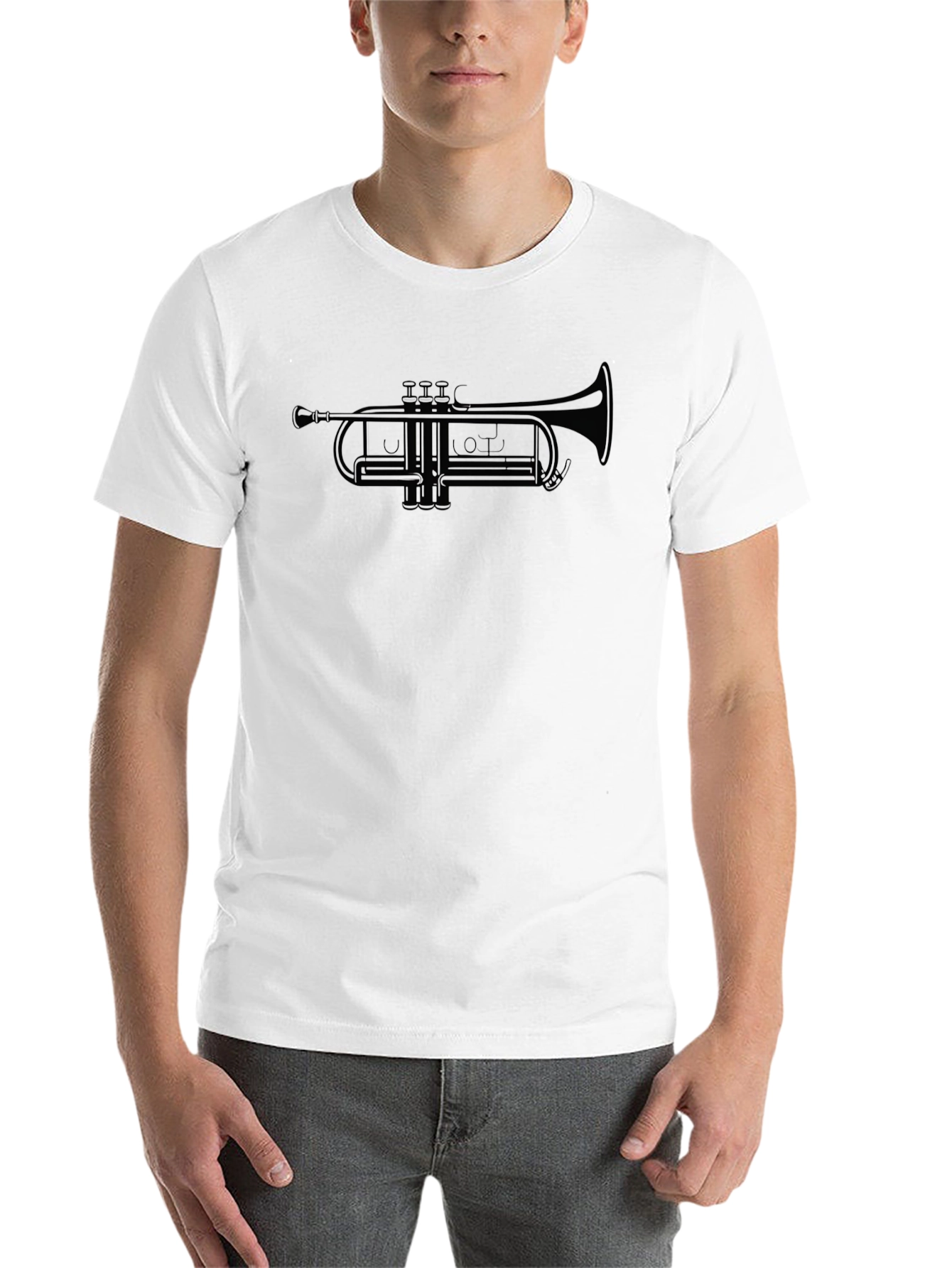 Black Trumpet Graphic Tee - Black Musical Instrument Shirt view 14