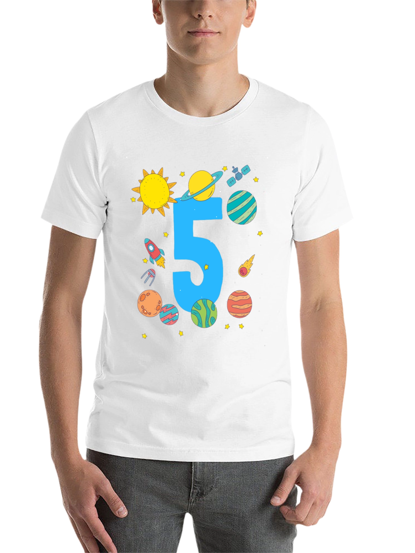 Black Kids 5th Birthday Space T-Shirt view 14