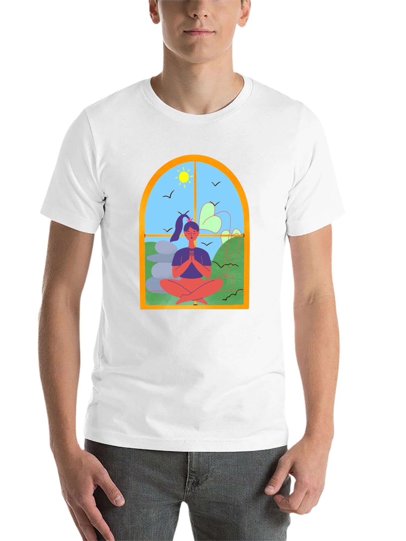 Black Meditative Window T-Shirt view 14