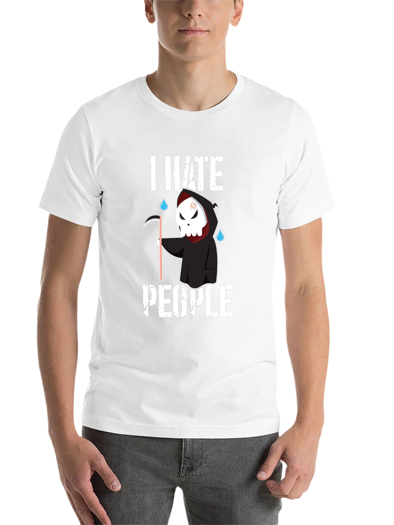 Black I Hate People Grim Reaper Graphic Tee view 14