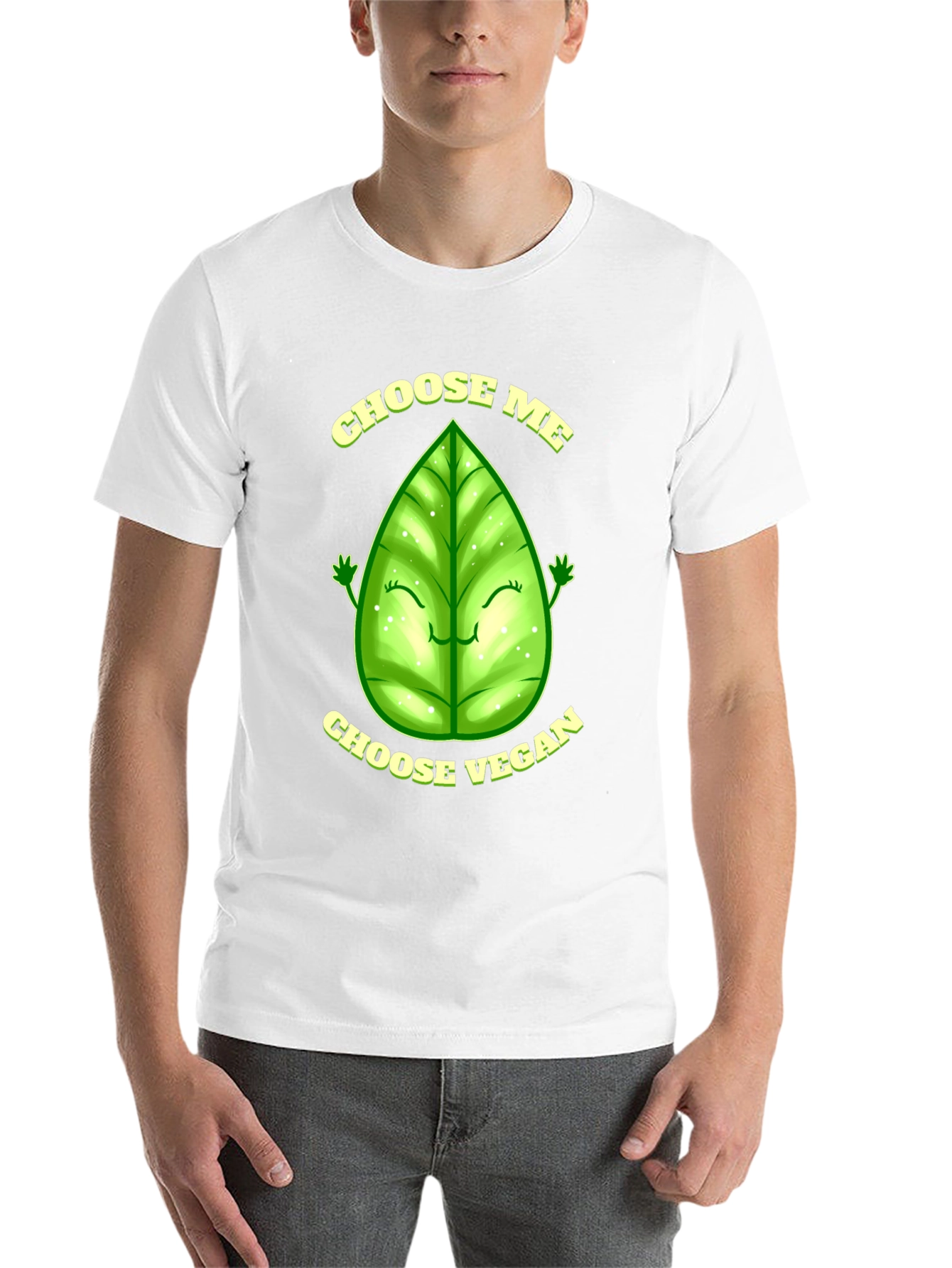 Black Choose Vegan T-Shirt - Leaf Design view 14