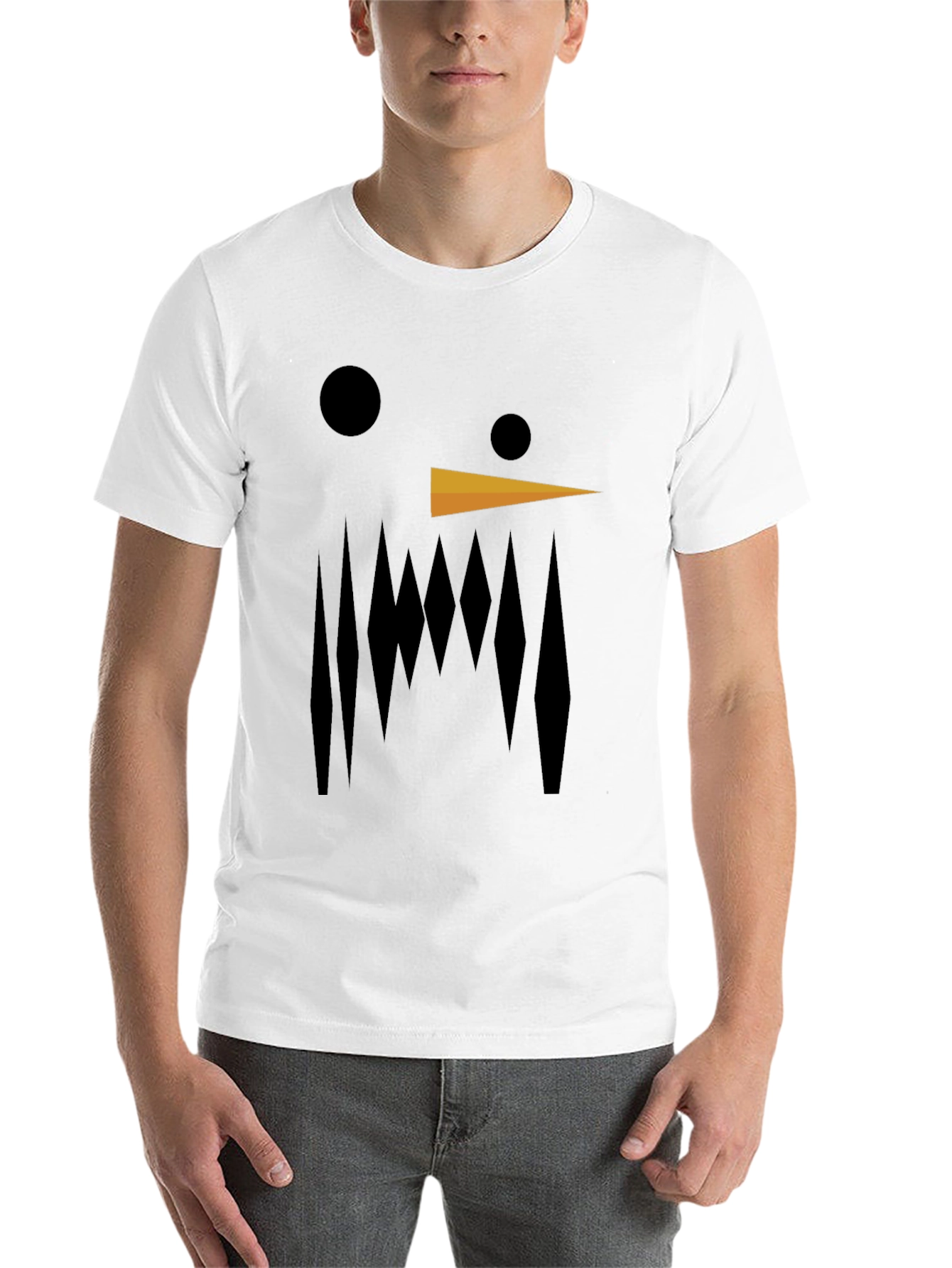Black Abstract Snowman Graphic Tee - Black Cotton Blend view 14