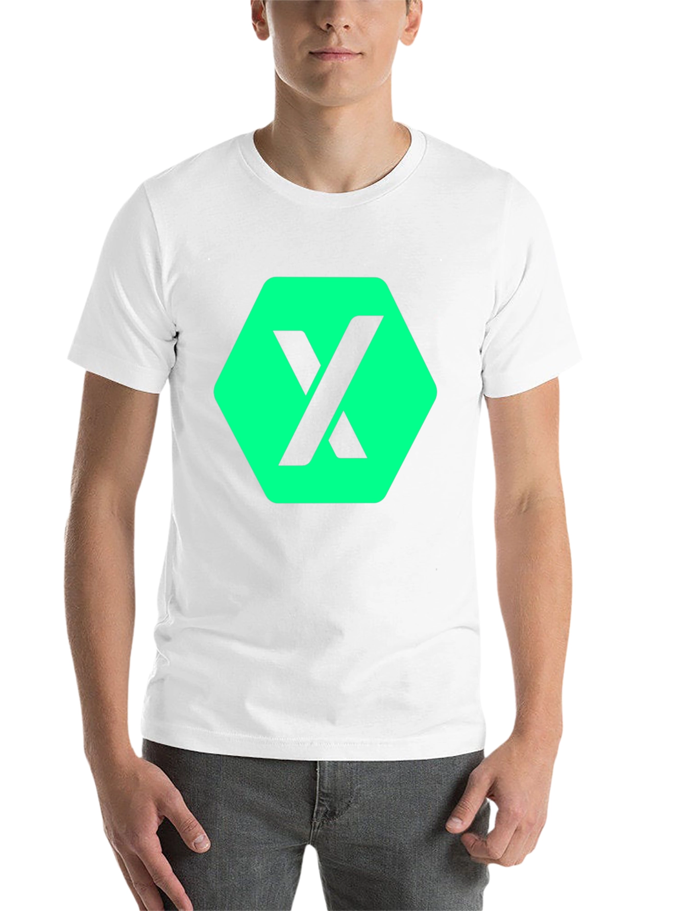 Black Modern Graphic Tee: Black Shirt with Geometric "X" Design view 14