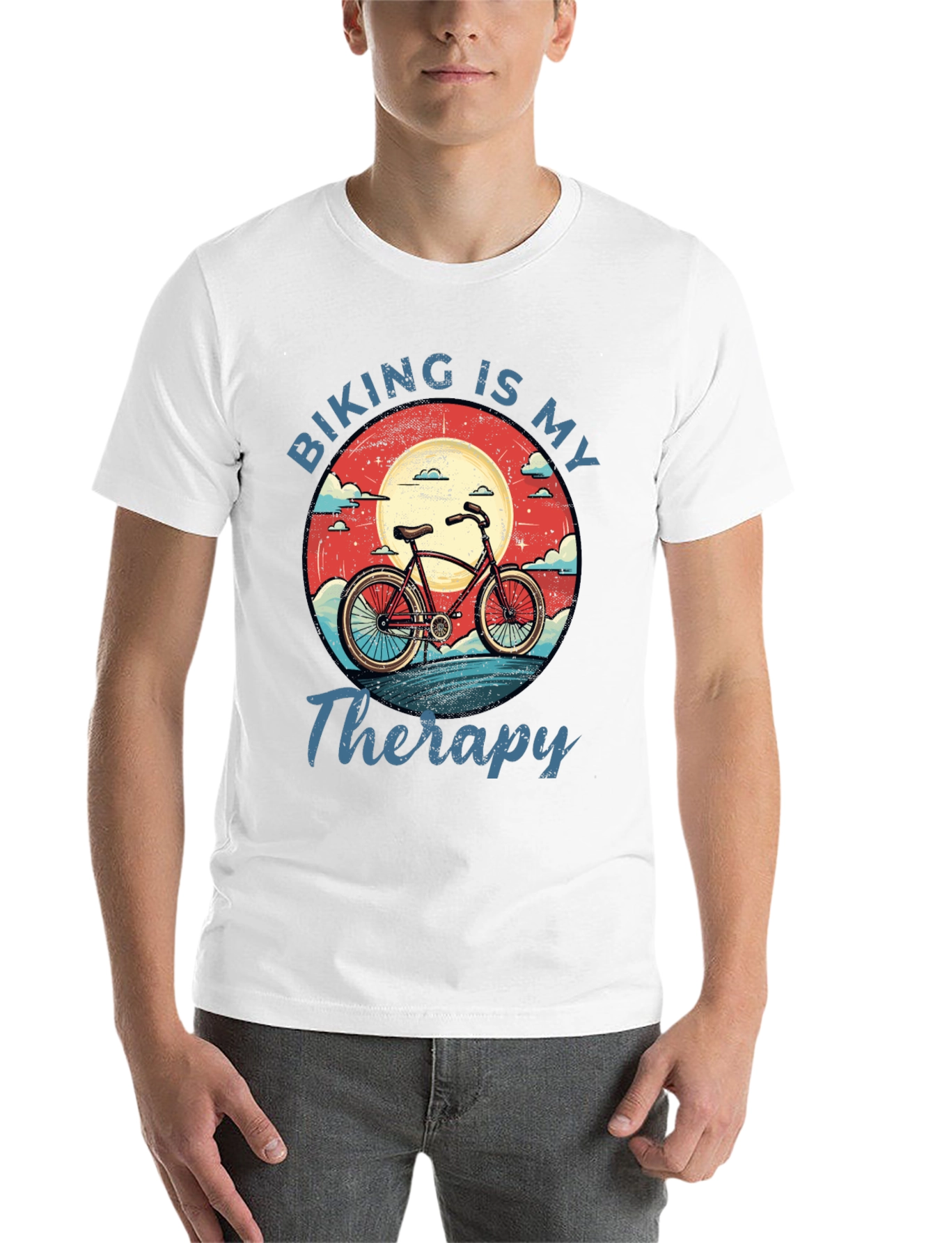 Black Biking is My Therapy Graphic T-Shirt view 14
