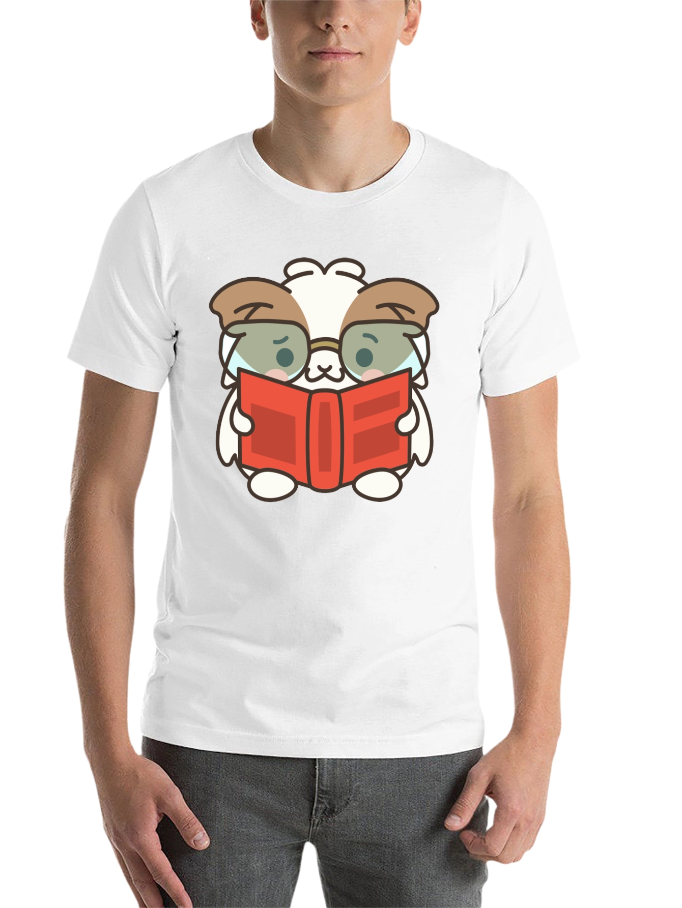 Black Cute Book Reading Dog T-Shirt - Black view 14