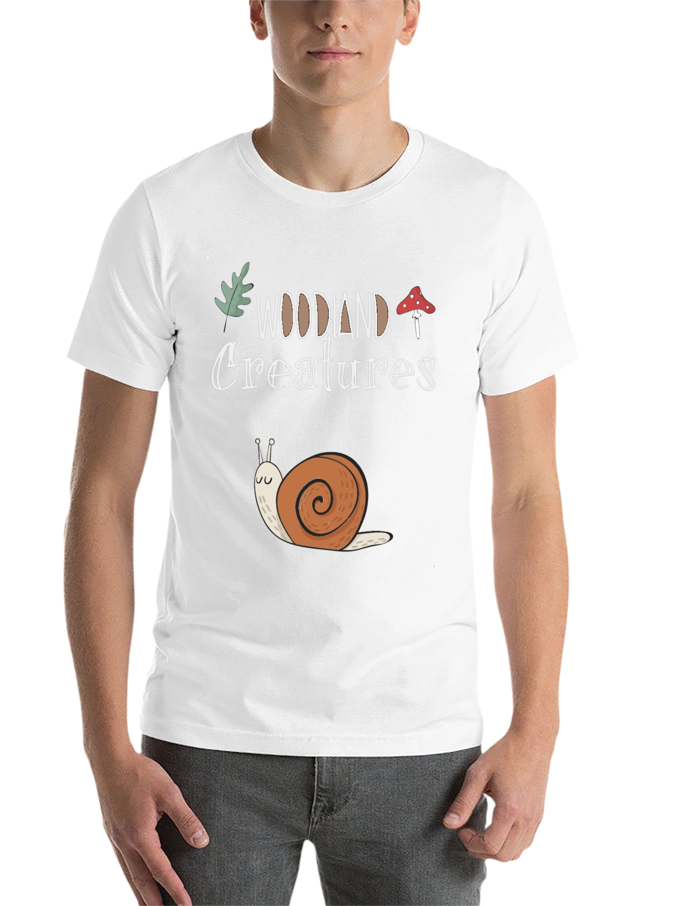 Black Woodland Creatures Snail Graphic T-Shirt view 14