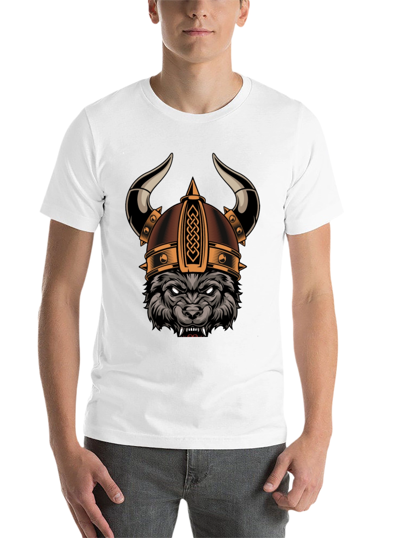 Black Viking Wolf Graphic Tee - Black view 14