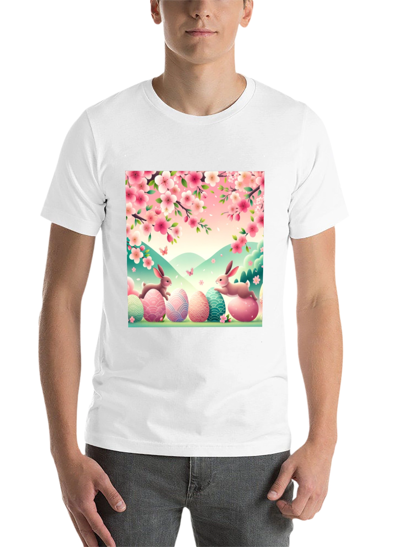 Camiseta Pascua Conejos y Flores