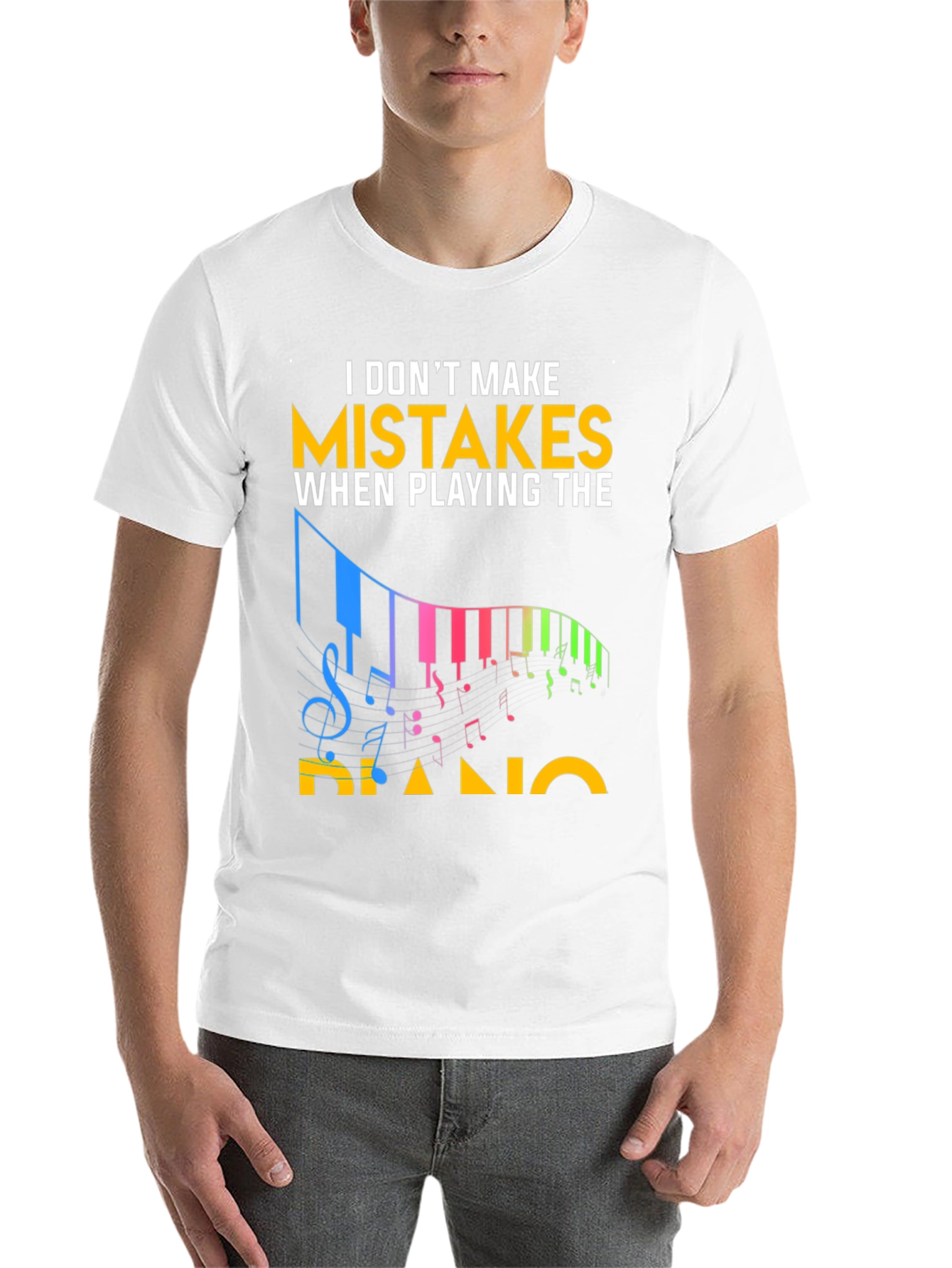 Black Funny Piano Player T-Shirt: No Mistakes! view 14