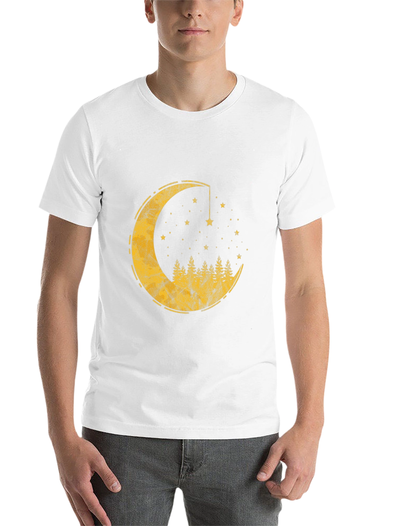 Black Crescent Moon & Forest Graphic T-Shirt - Men's Black Tee view 14
