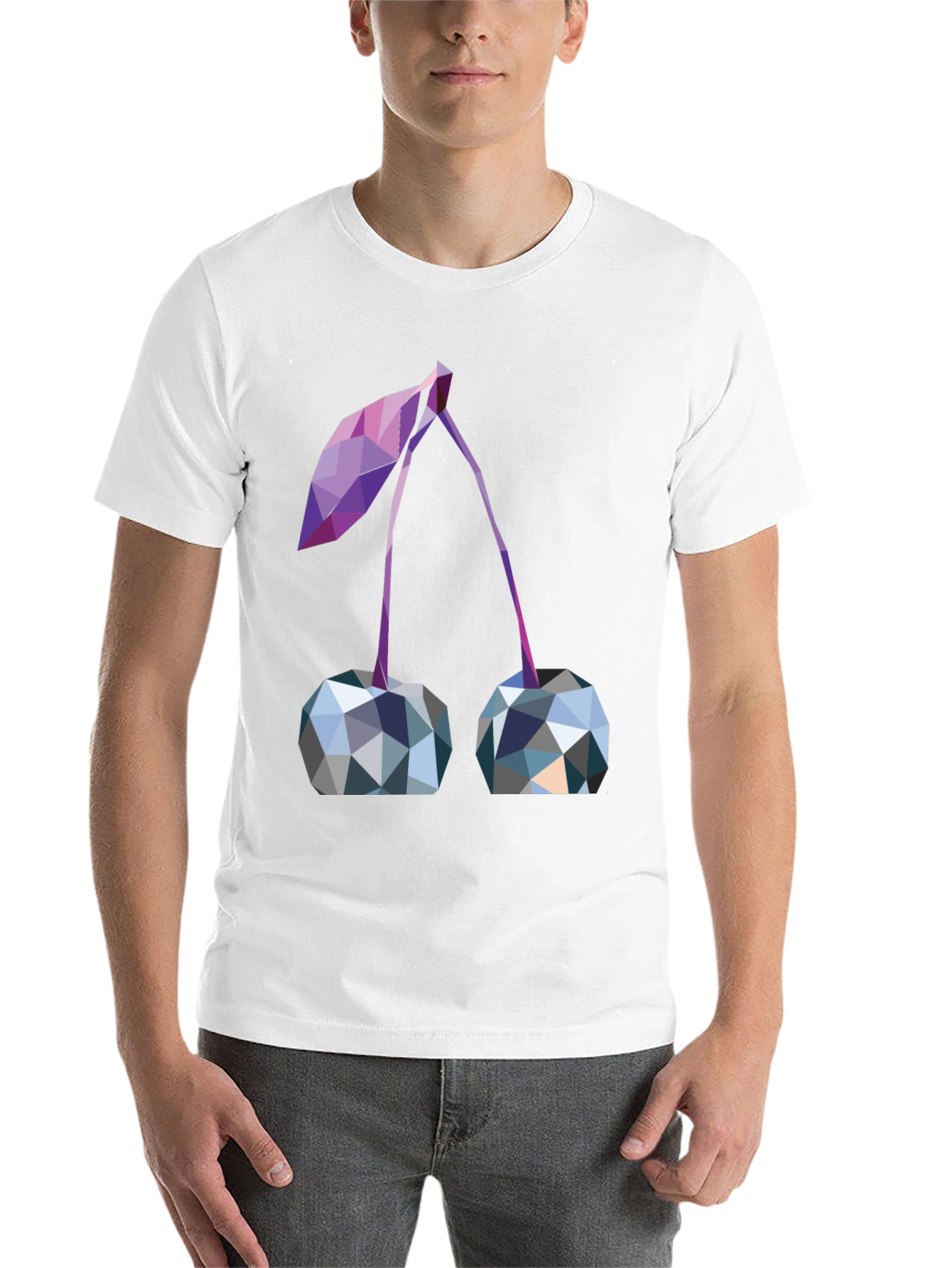 Black Geometric Cherry Print Black T-Shirt view 14