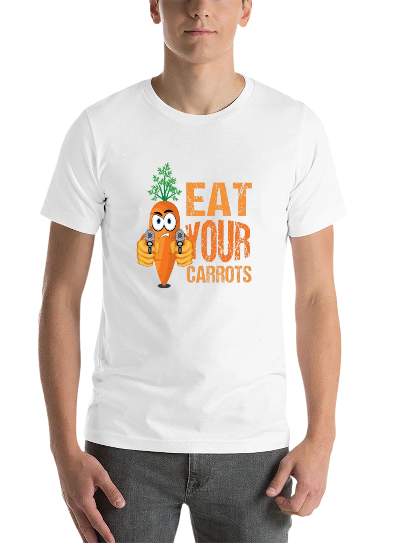 Black Eat Your Carrots Funny Graphic T-Shirt view 14