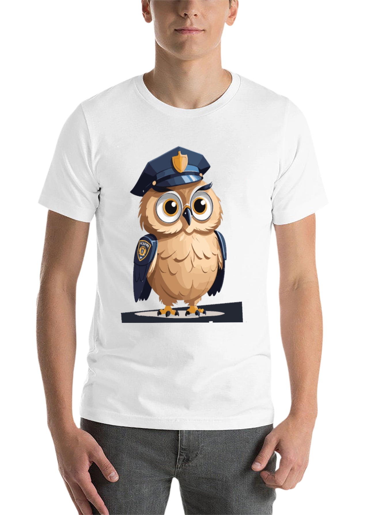 Black Owl Police Graphic Tee - Men's Black T-Shirt view 14