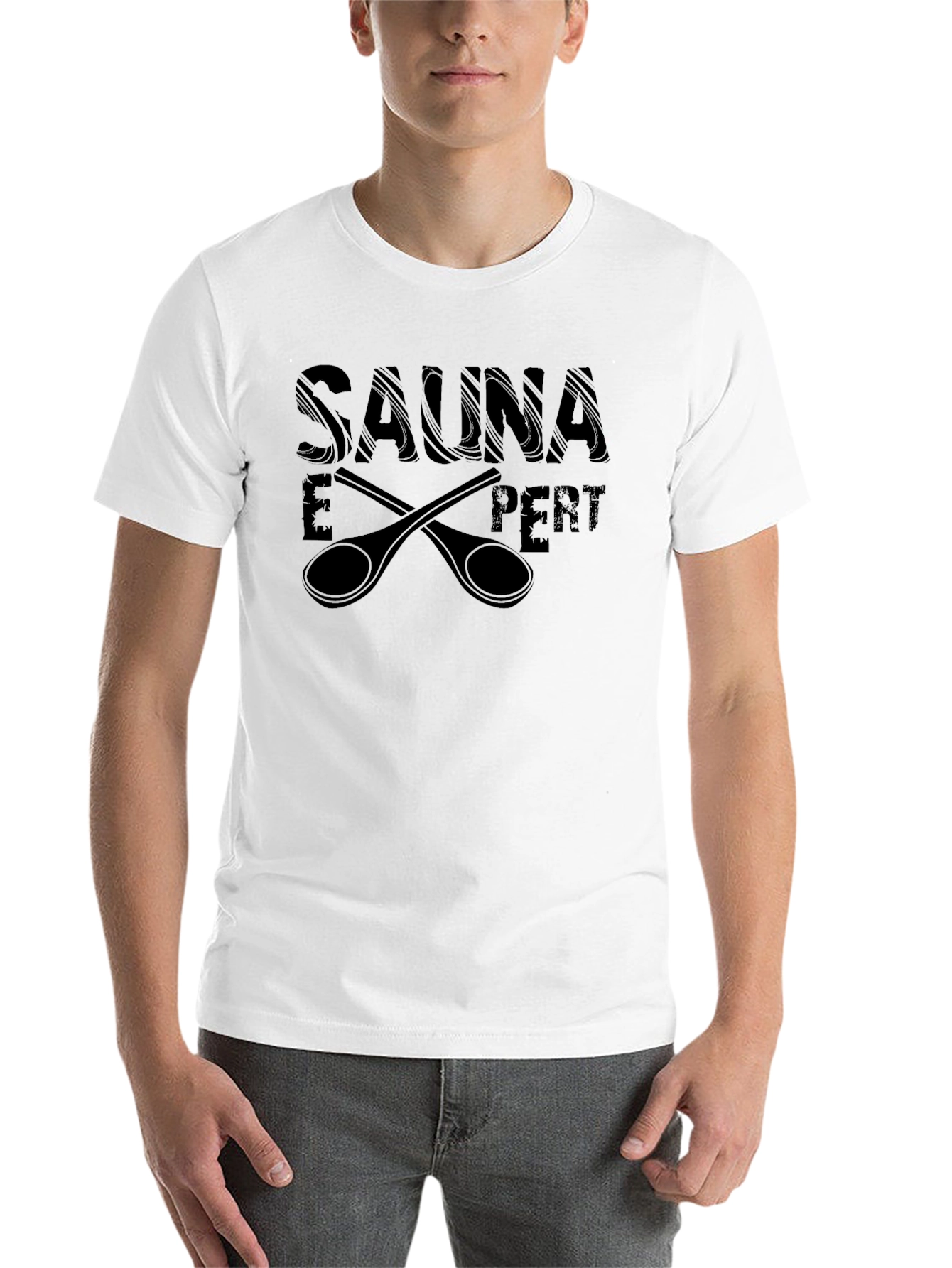 Black Sauna Expert Black T-Shirt with Crossed Spoons Design view 14