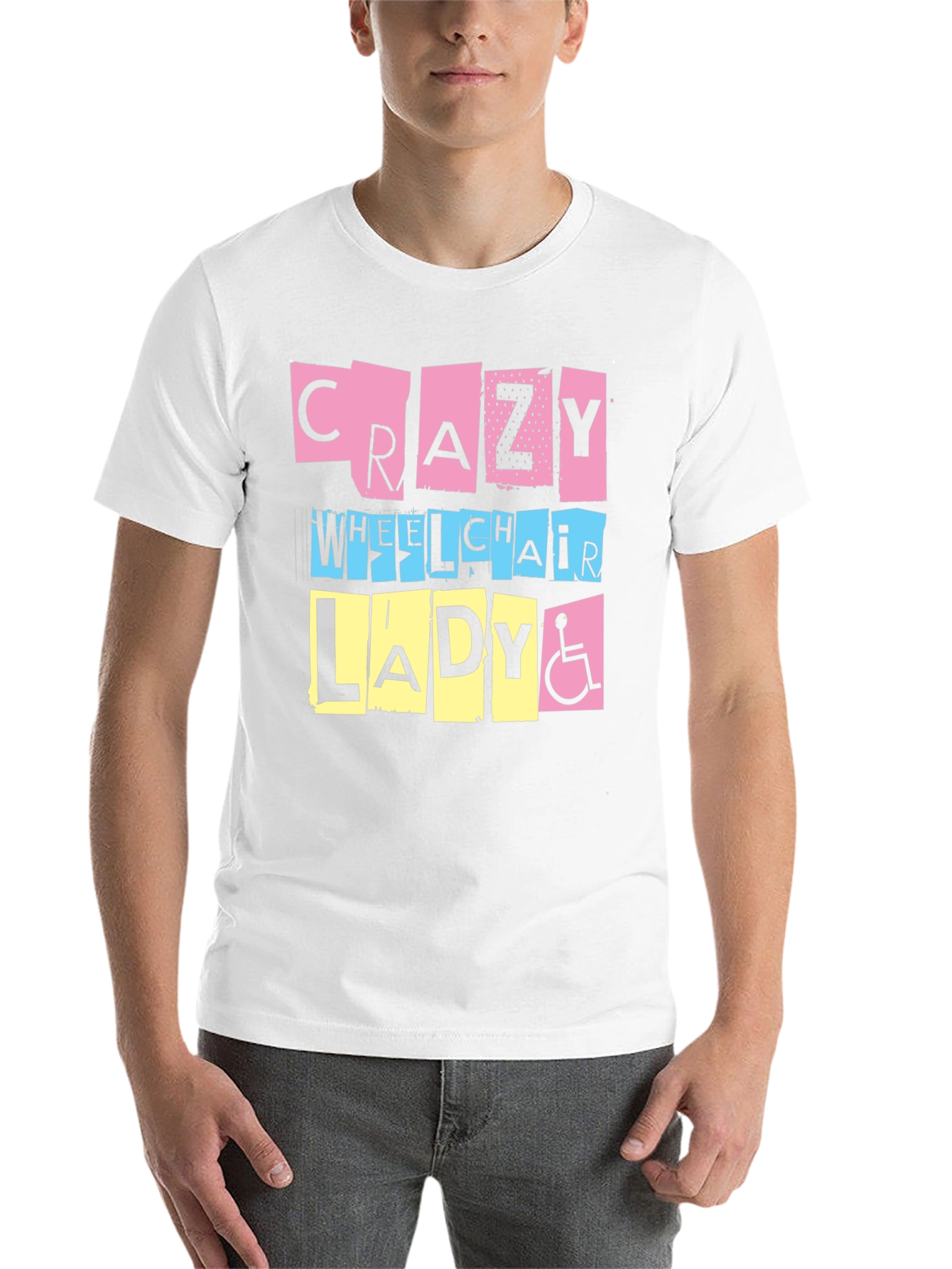 Black Crazy Wheelchair Lady Graphic Tee view 14