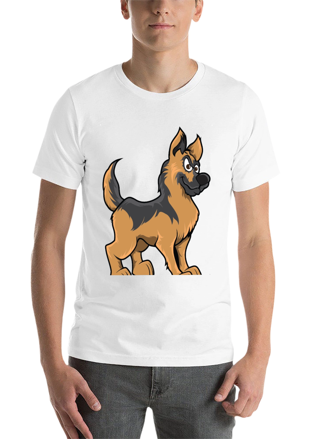 Black Cartoon German Shepherd Graphic Tee view 14