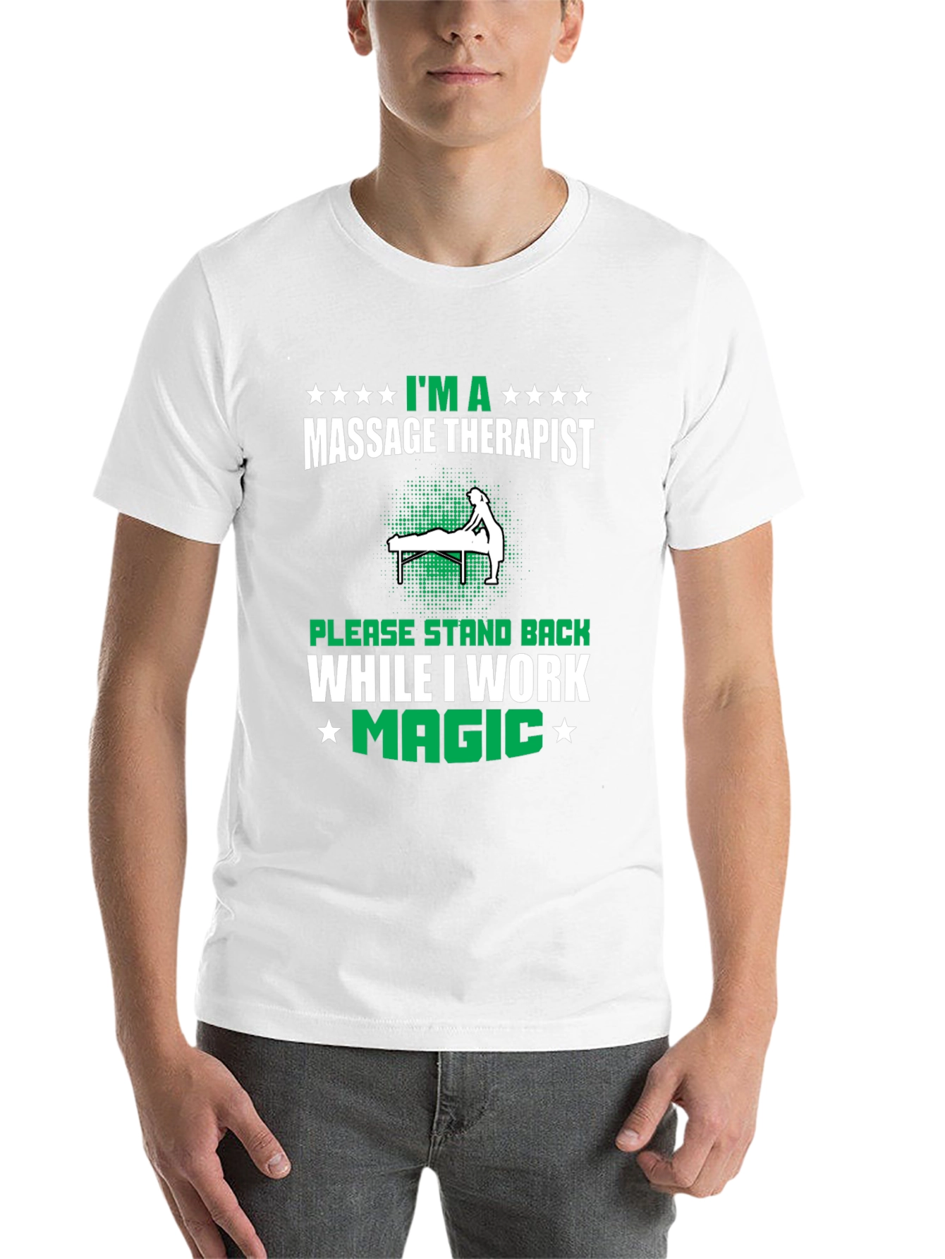 Black Massage Therapist T-Shirt - Work Magic view 14