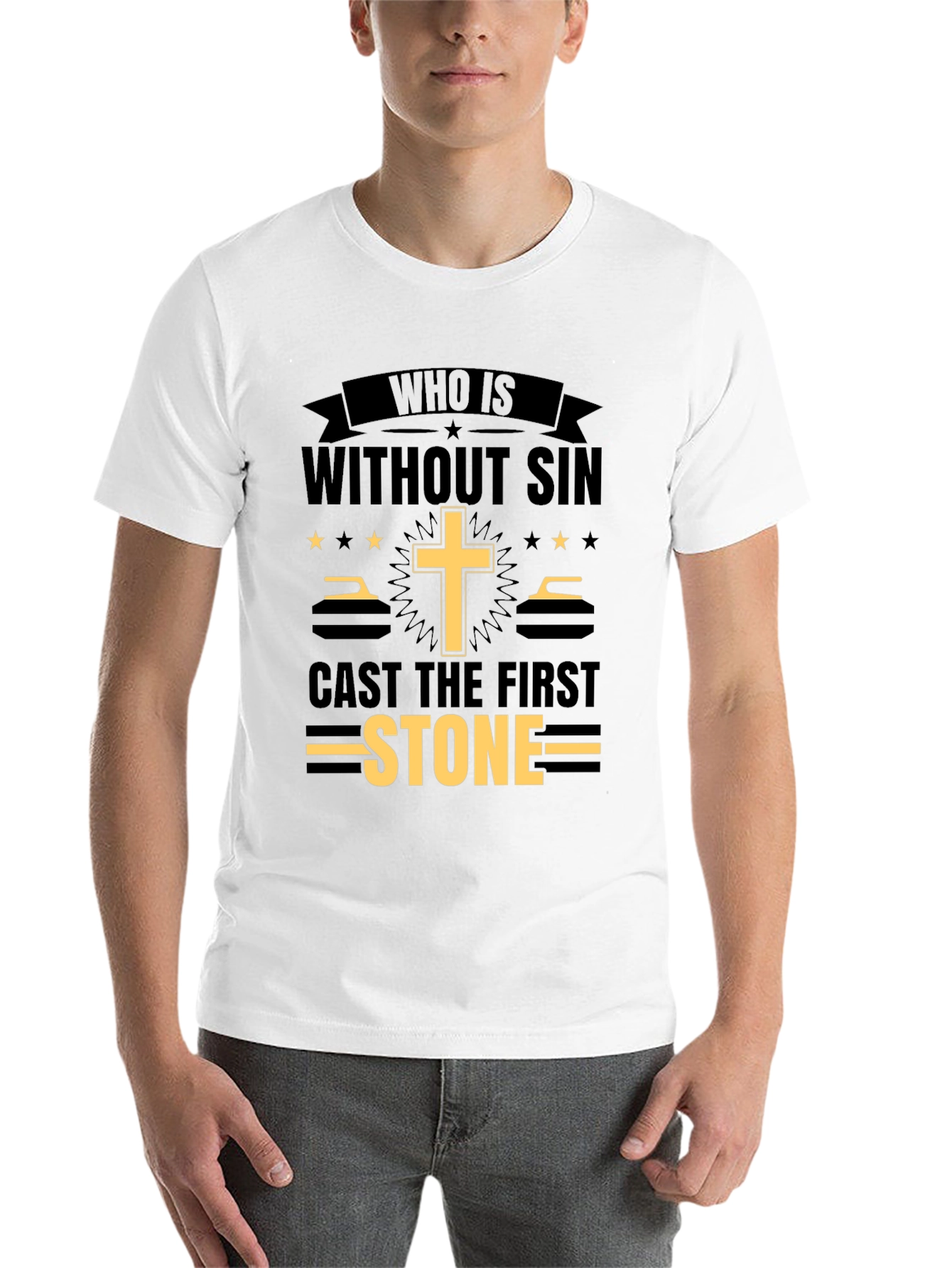 Black Who Is Without Sin T-Shirt view 14