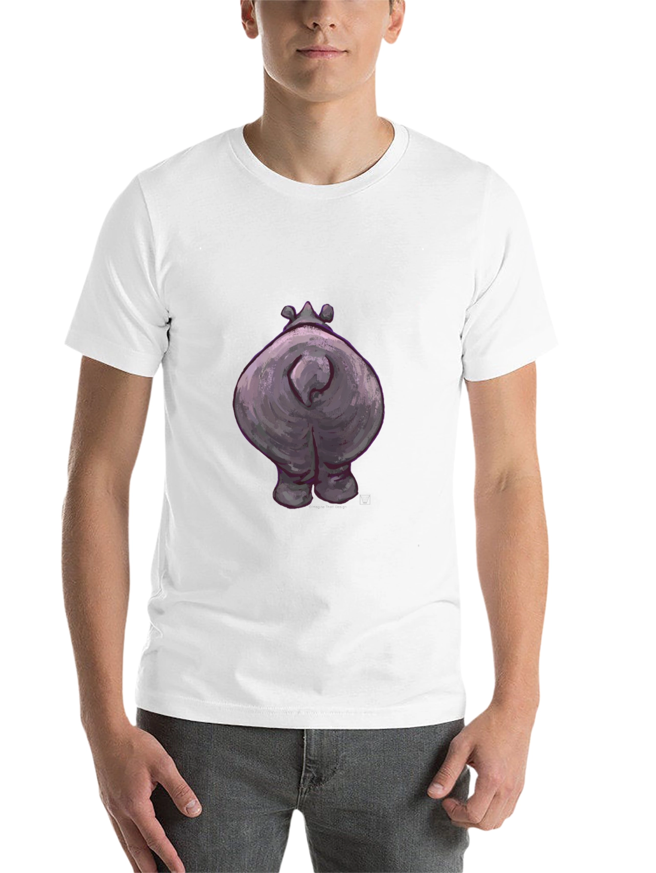 Black Hippo Butt Graphic Tee - Funny Animal T-Shirt view 14