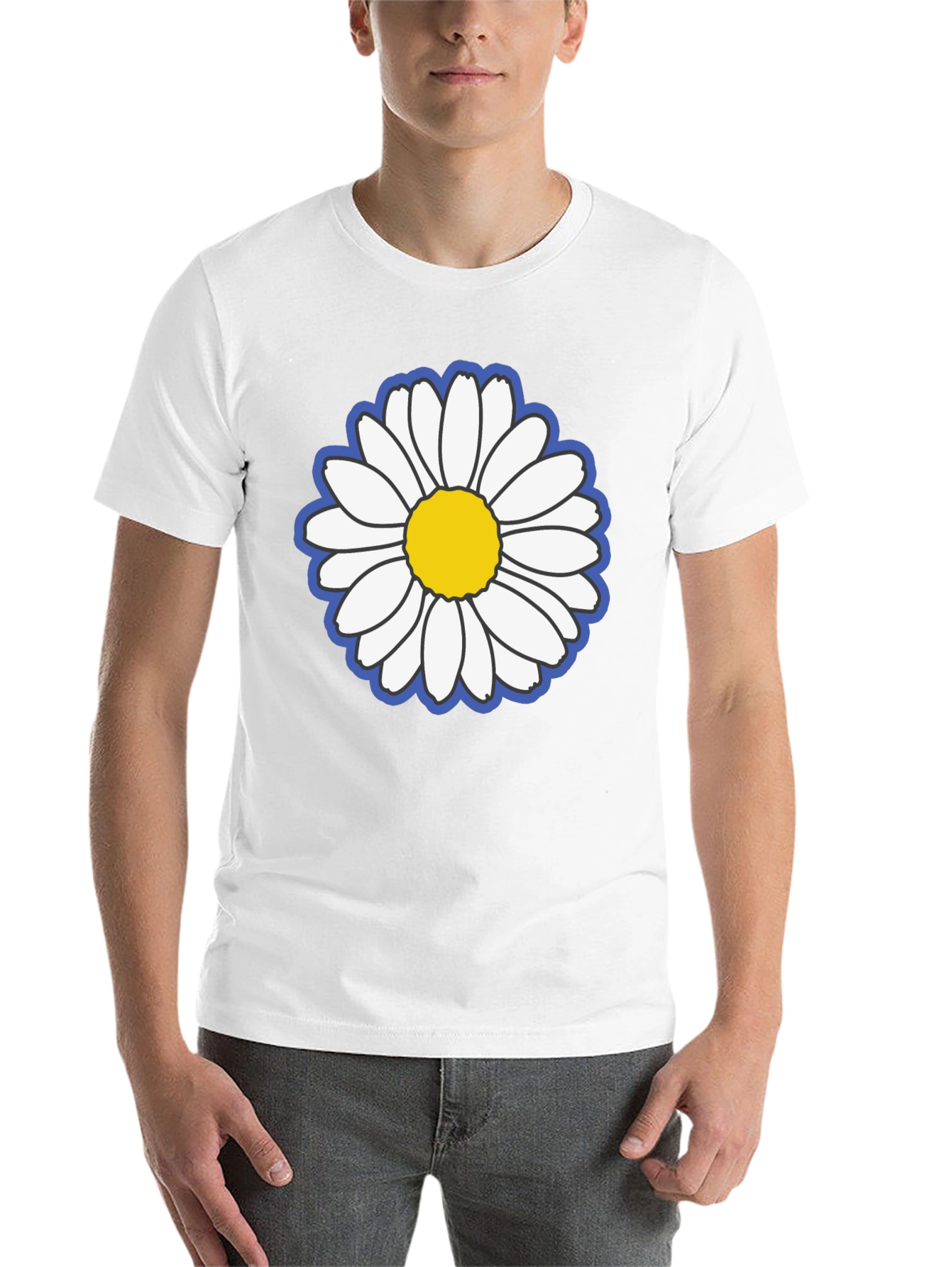 Black Daisy Flower Graphic Black Tee view 14